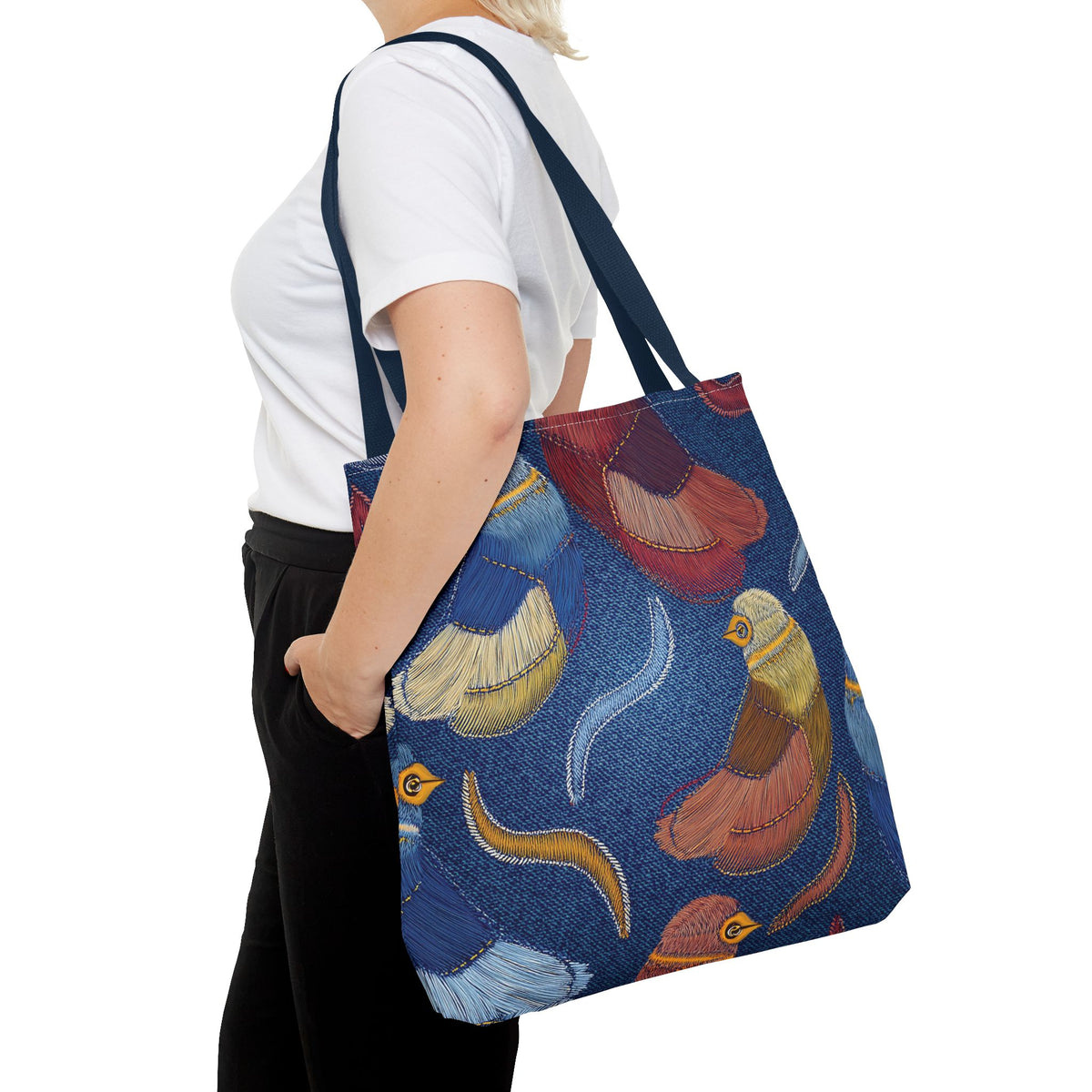 Denim Fabric Imitation Print Unisex Canvas Bag Poly Spun 3 Sizes Tote Bag 194-5