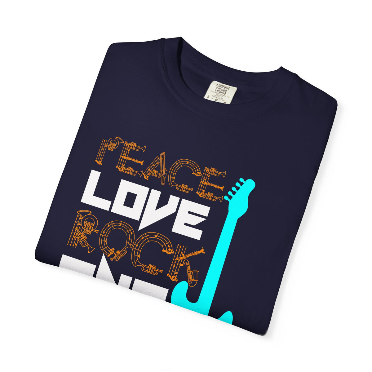Love and Rock Guitar T-shirt Peace Rock Music Unisex Cotton Tee 078