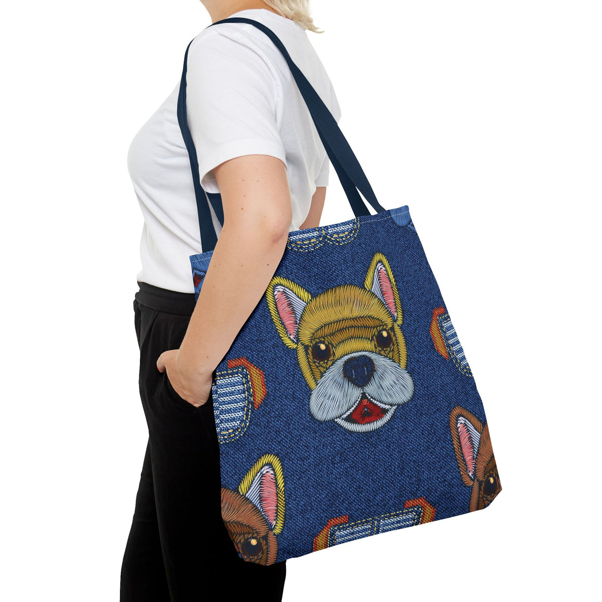 Denim Fabric Imitation Print Unisex Canvas Bag Poly Spun 3 Sizes Tote Bag 191-13