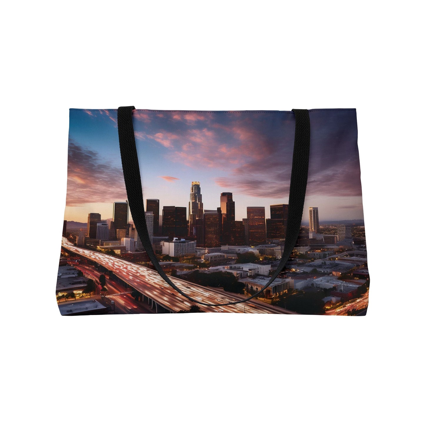 Los Angeles Photo Print Bag 100% Spun Poly 24x13 Canvas Art Bag C-04