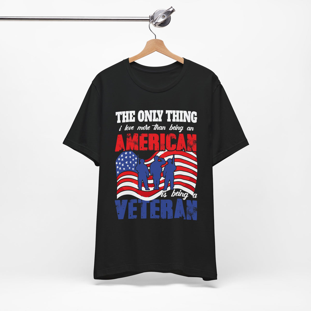 American Veteran silhouette flag T-Shirt Patriotic Veteran Unisex Cotton Tee v8