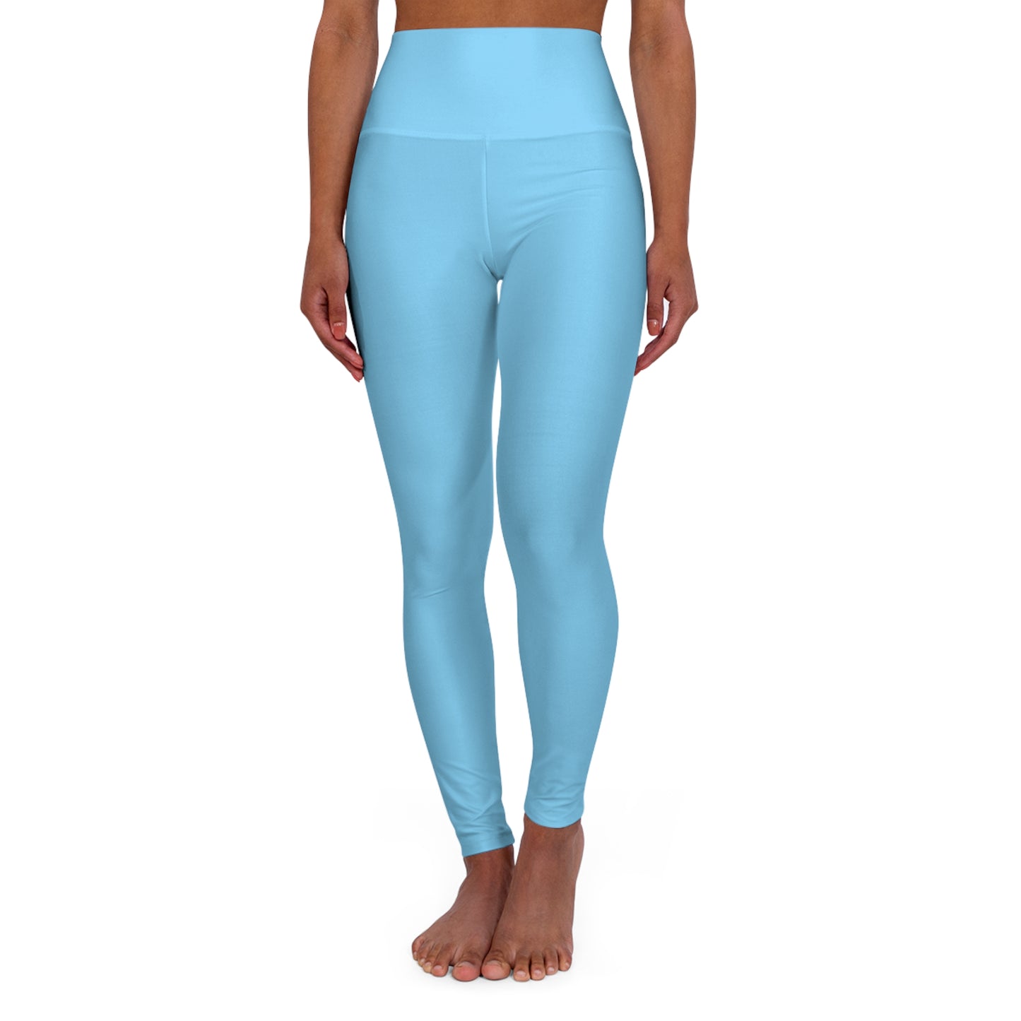 High-Waist Frozen Lake Blue Yoga Leggings Women's Seamless Poly-Span Stretchy Light Blue Performance Leggings