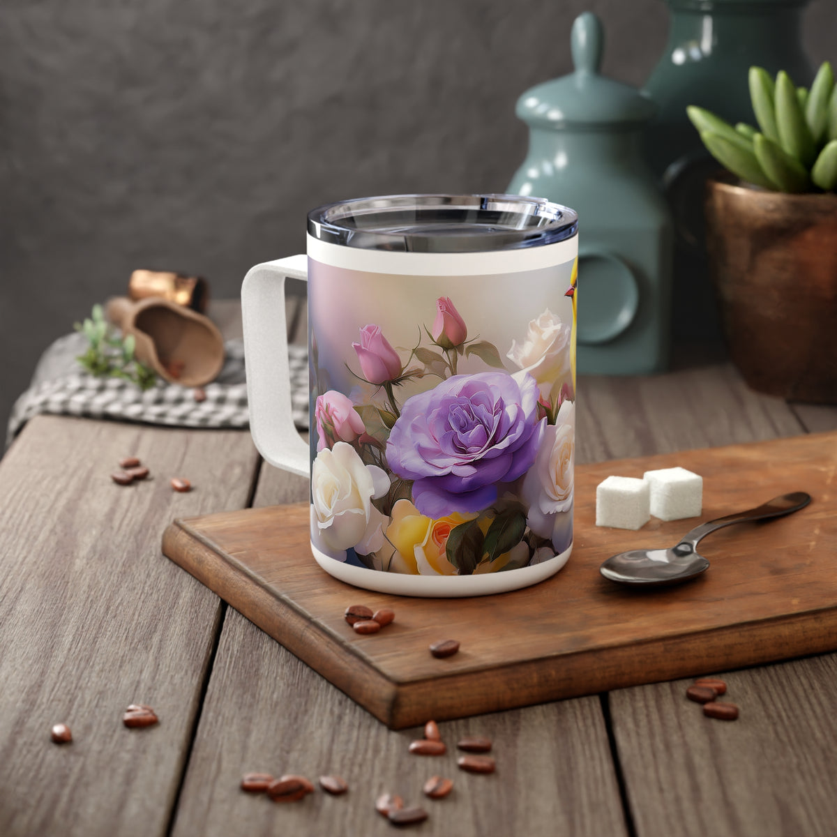 22 Art Design Insulated Coffee Mug Clear Lid 10oz Insulated Coffee Mug 10oz