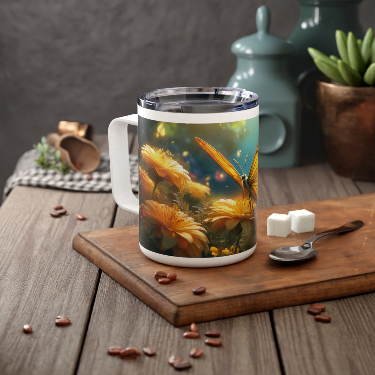 31 Art Design Insulated Coffee Mug Clear Lid 10oz Insulated Coffee Mug 10oz