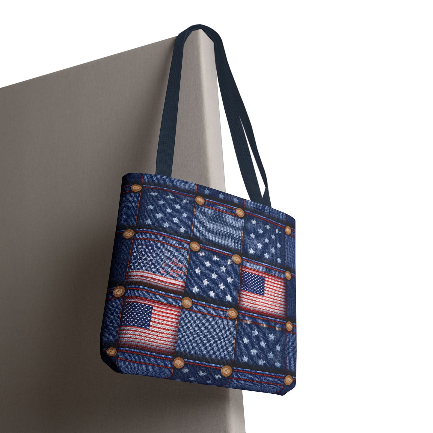 4th of July Graphic Denim Fabric Imitation Print Unisex Canvas Bag Poly Spun 3 Sizes Tote Bag 200-18