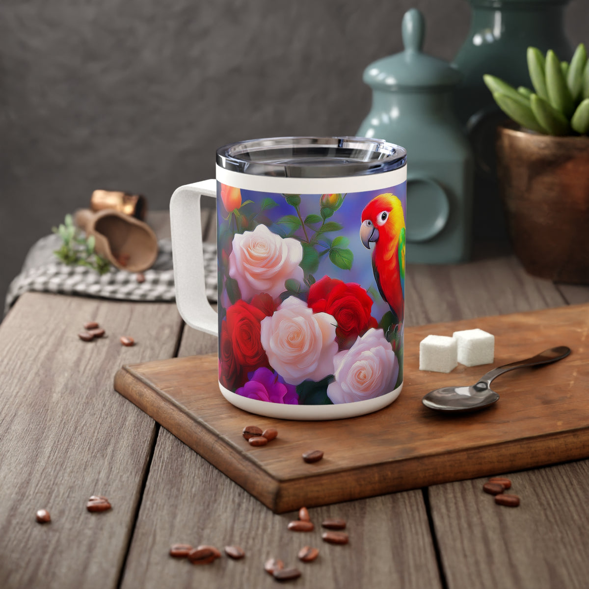 23 Art Design Insulated Coffee Mug Clear Lid 10oz Insulated Coffee Mug 10oz