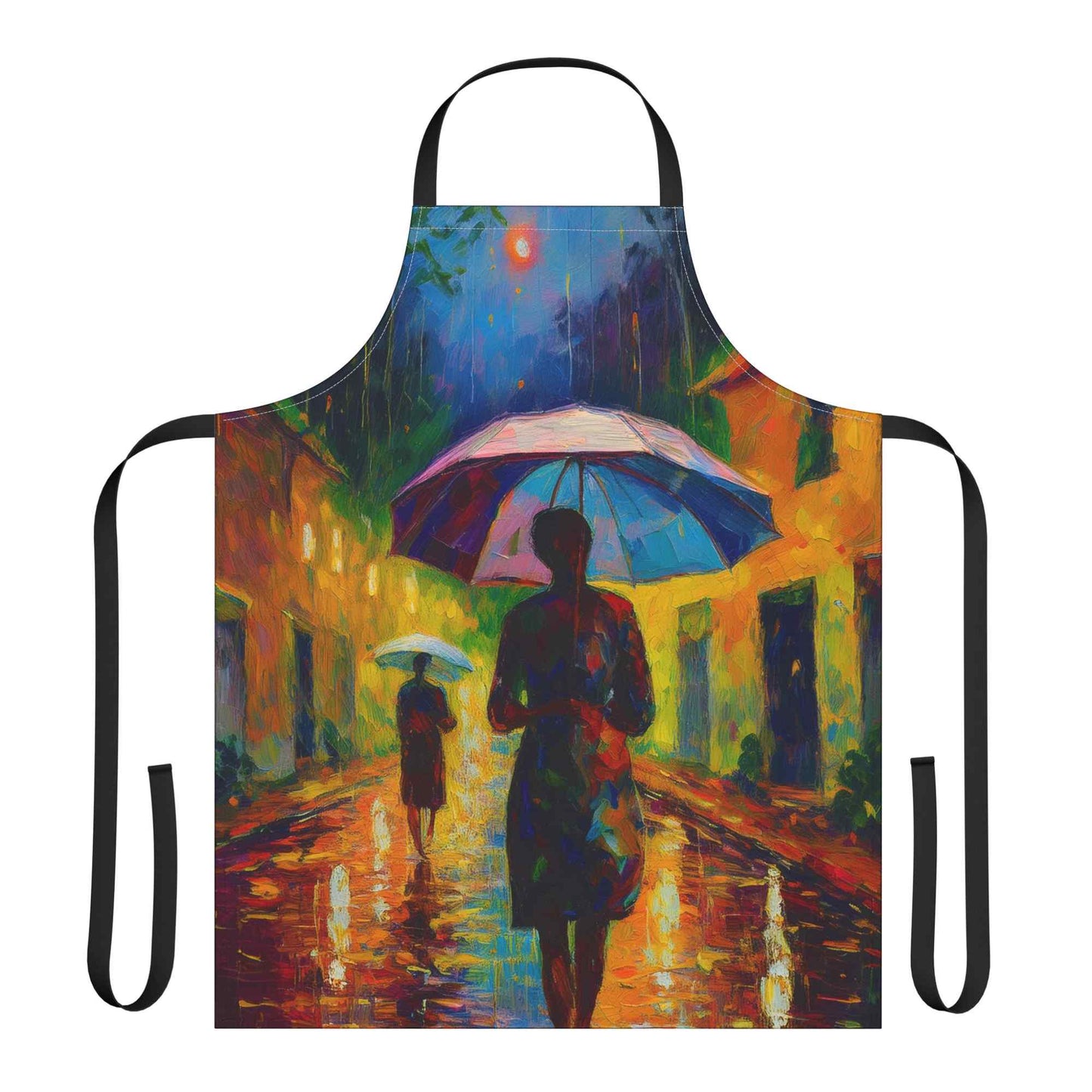 Rainy City 100% Polyester Stain-resistant 31.5 x 25.6 Art Print Canvas Apron 2