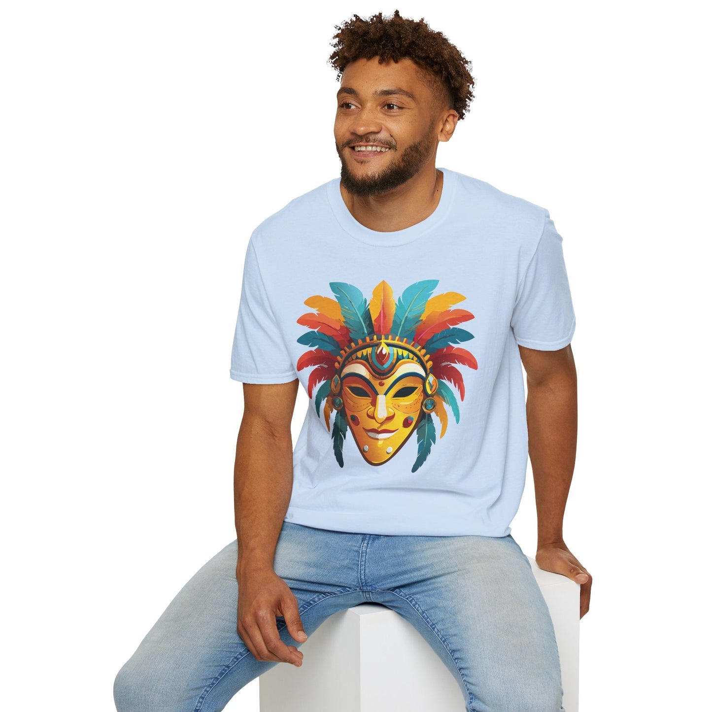 Mask Tee Shirt Unisex Masquerade Design Gildan Softstyle 100 Percent Cotton Tee for Everyday Comfort