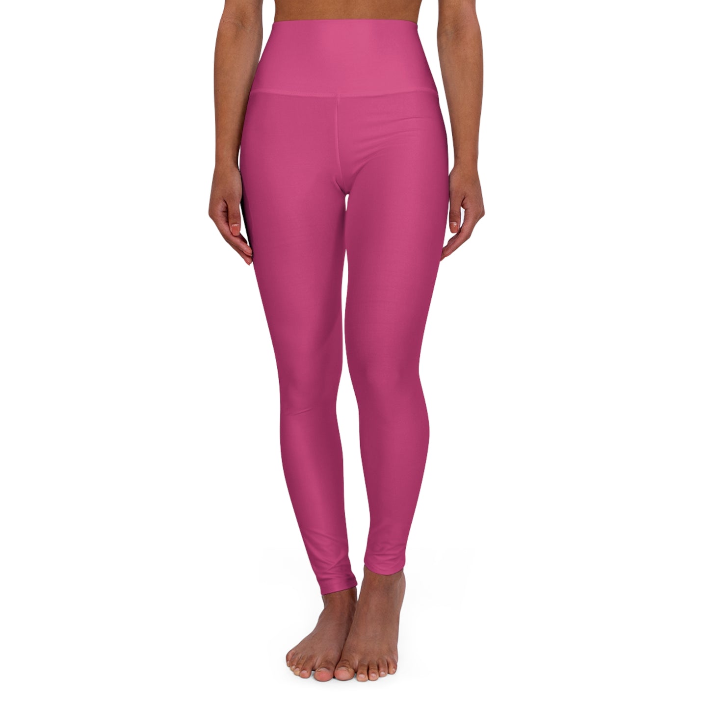 High-Waist Rose Punch Yoga Leggings Women's Seamless Poly-Span Stretchy Hot Pink Activewear
