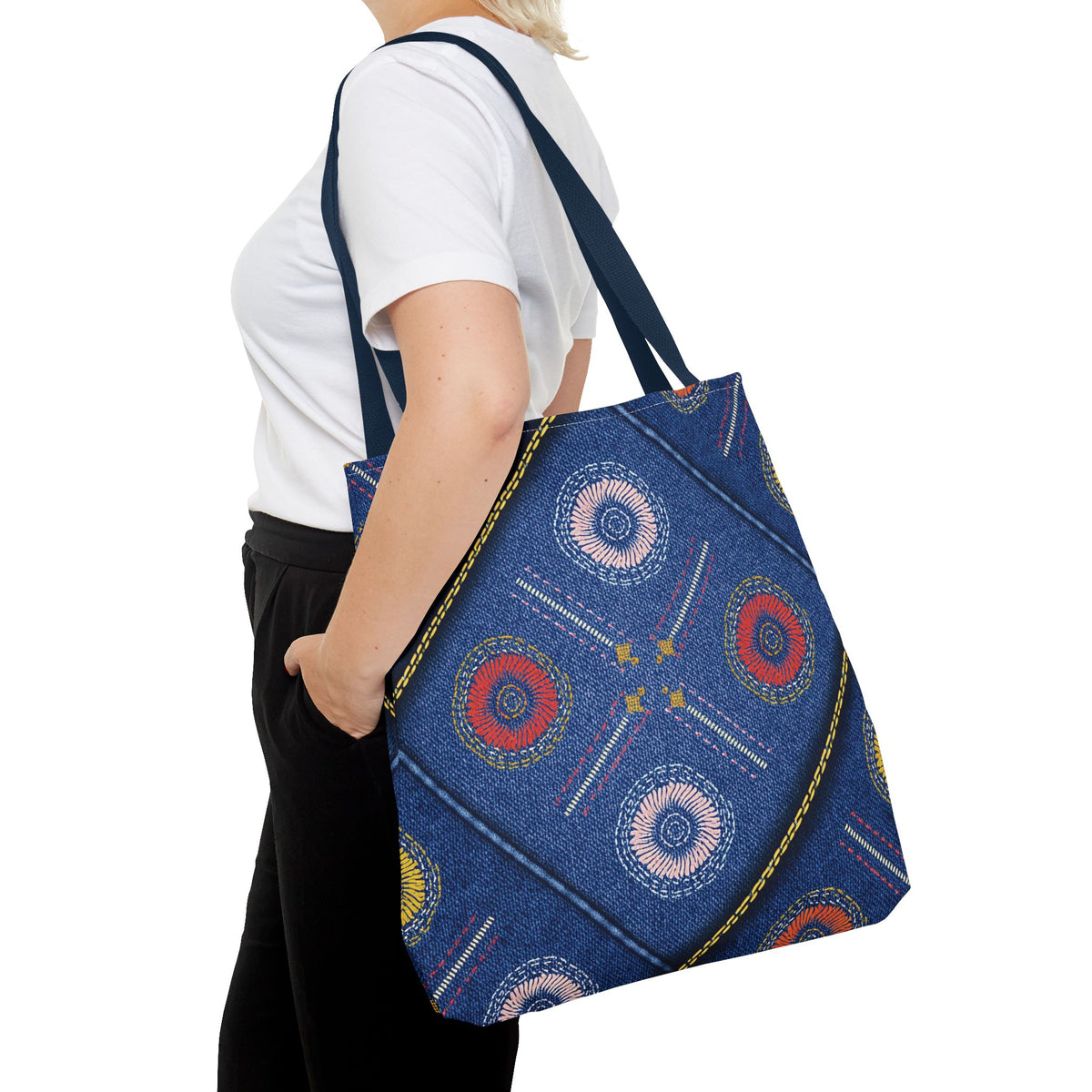 Diwali Graphic Denim Fabric Imitation Print Unisex Canvas Bag Poly Spun 3 Sizes Tote Bag 205-20