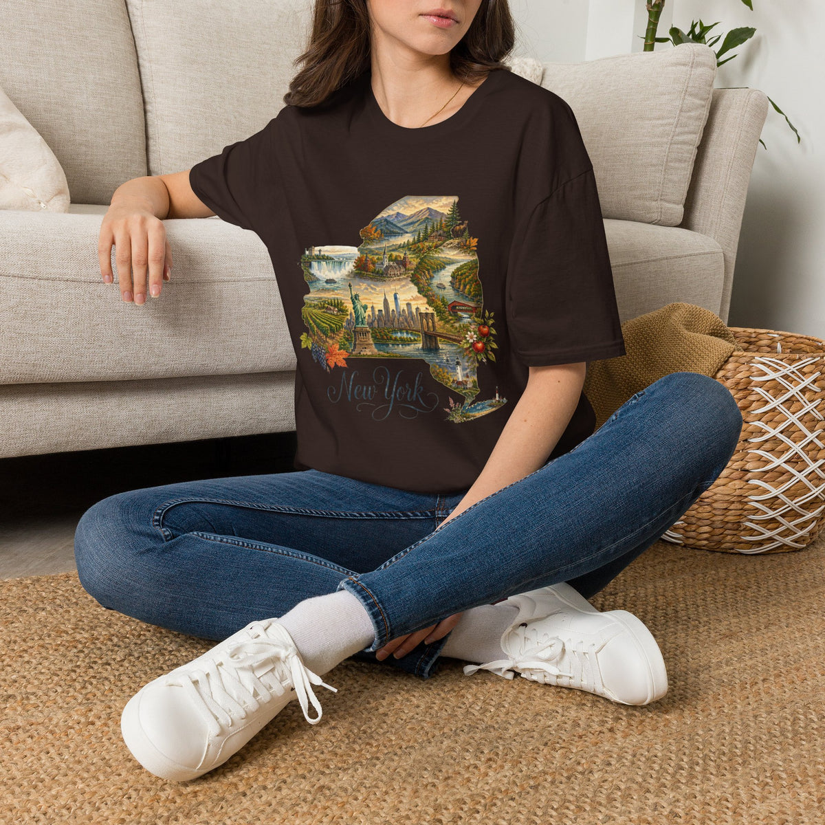 New York State Travel Tourist Graphic Design Unisex 100 Cotton Gildan T-Shirt