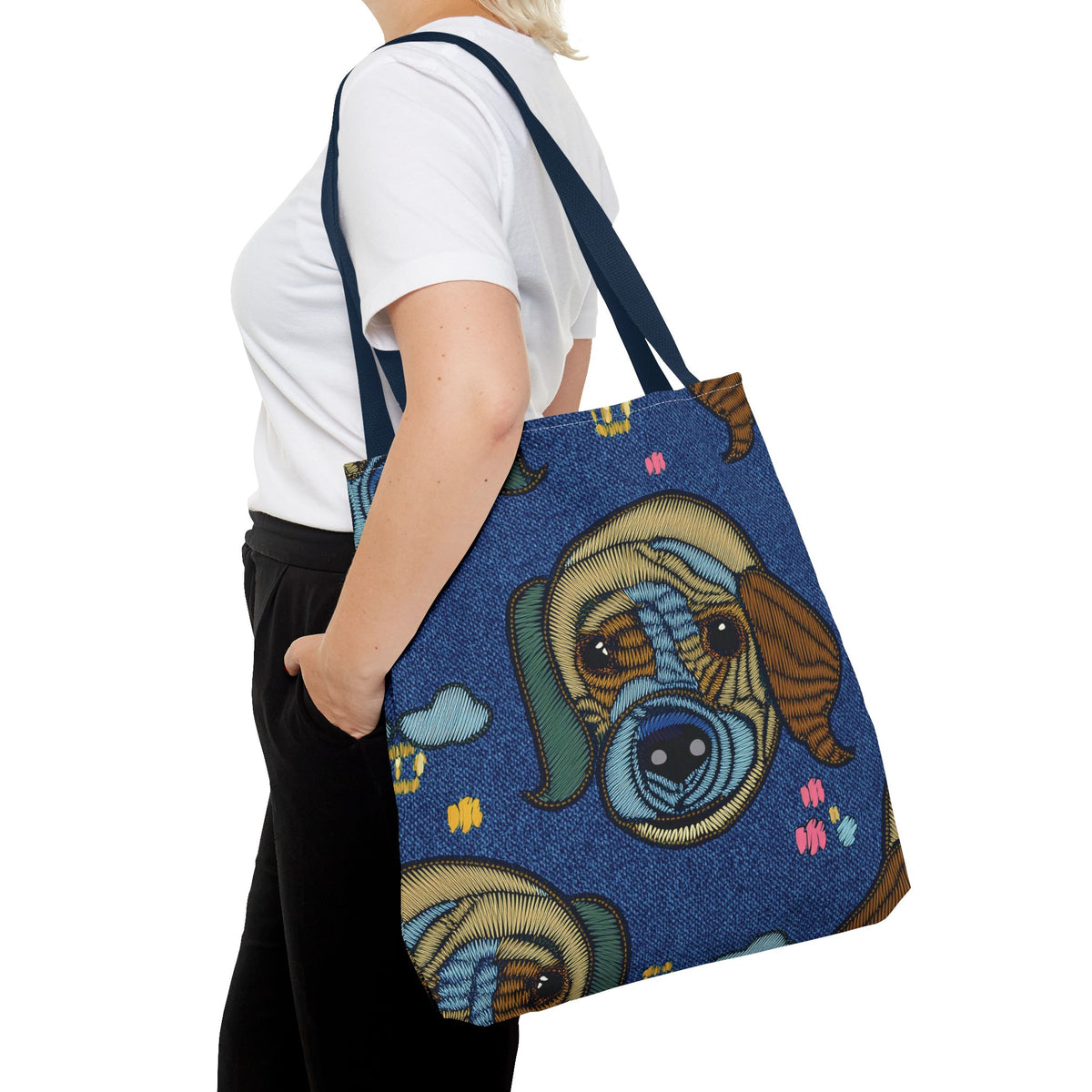 Denim Fabric Imitation Print Unisex Canvas Bag Poly Spun 3 Sizes Tote Bag 191-11