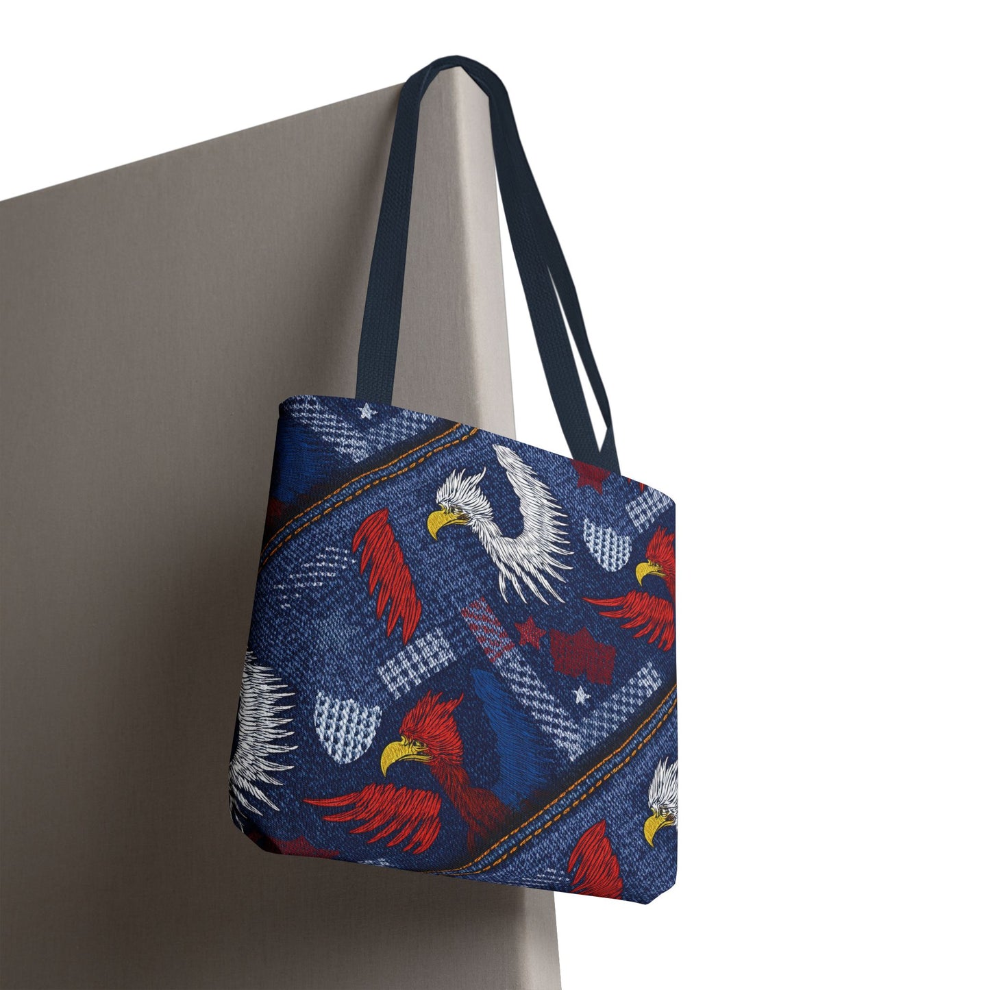 4th of July Graphic Denim Fabric Imitation Print Unisex Canvas Bag Poly Spun 3 Sizes Tote Bag 200-2