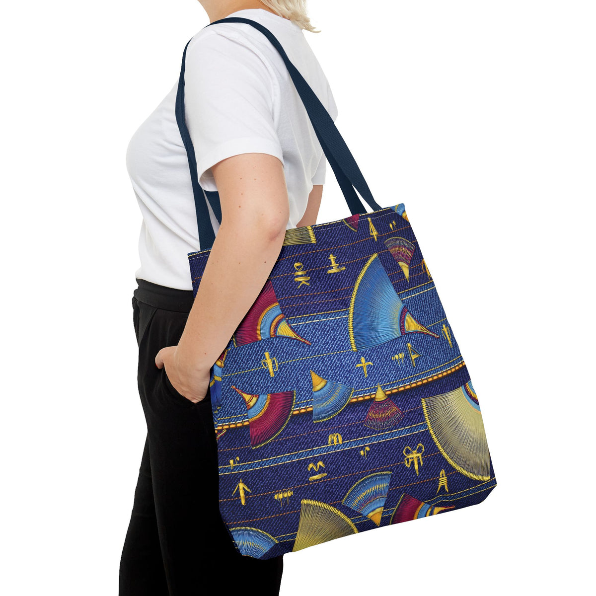 Denim Fabric Imitation Print Unisex Canvas Bag Poly Spun 3 Sizes Tote Bag 185-3