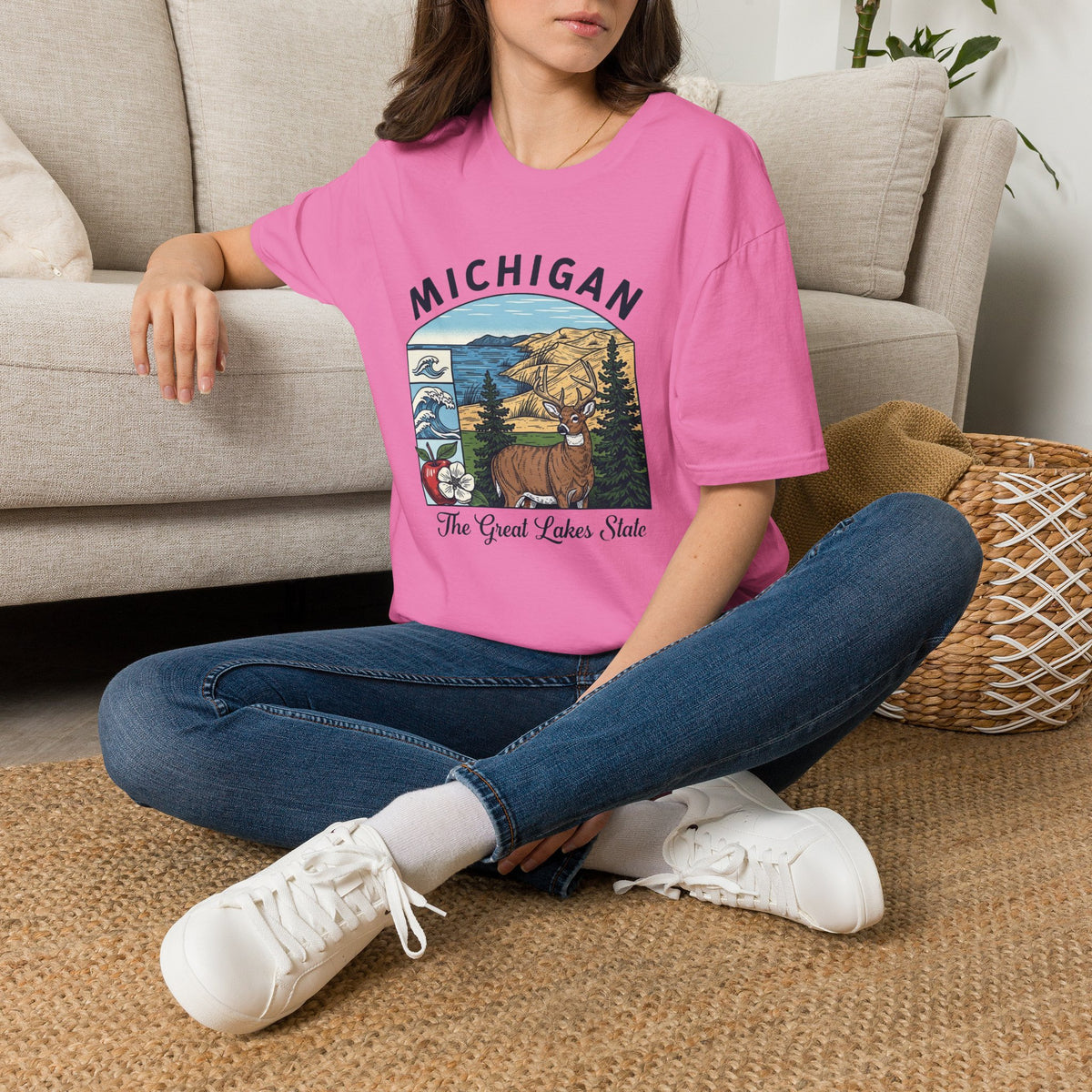 Michigan Scenic T-Shirt — Great Lakes State Vintage Travel Tourist Graphic Design Unisex 100 Cotton Gildan T-Shirt