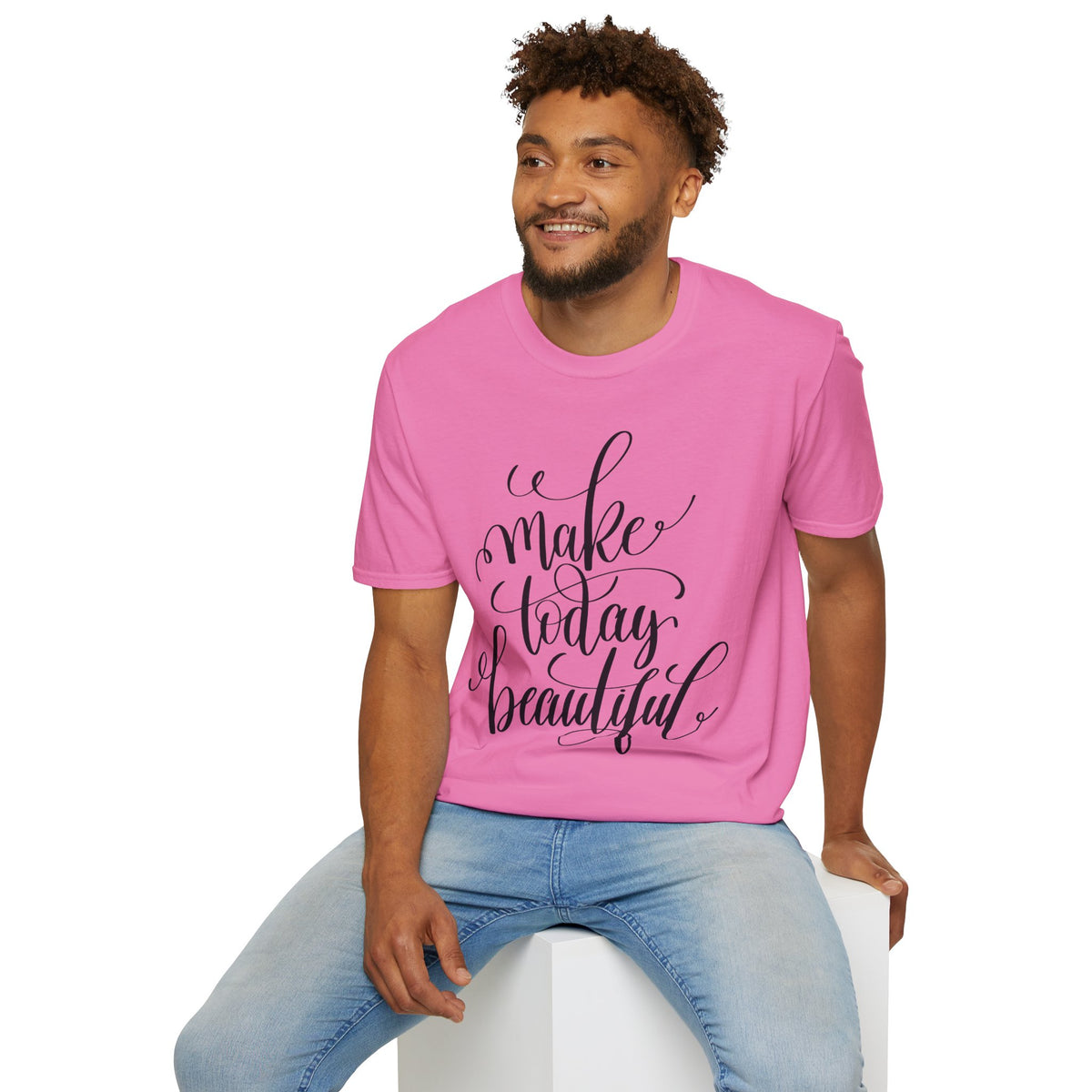 Make Today Beautiful T-Shirt Unisex Cotton Short Sleeves Gildan Softstyle 64000 Inspirational Script Tee
