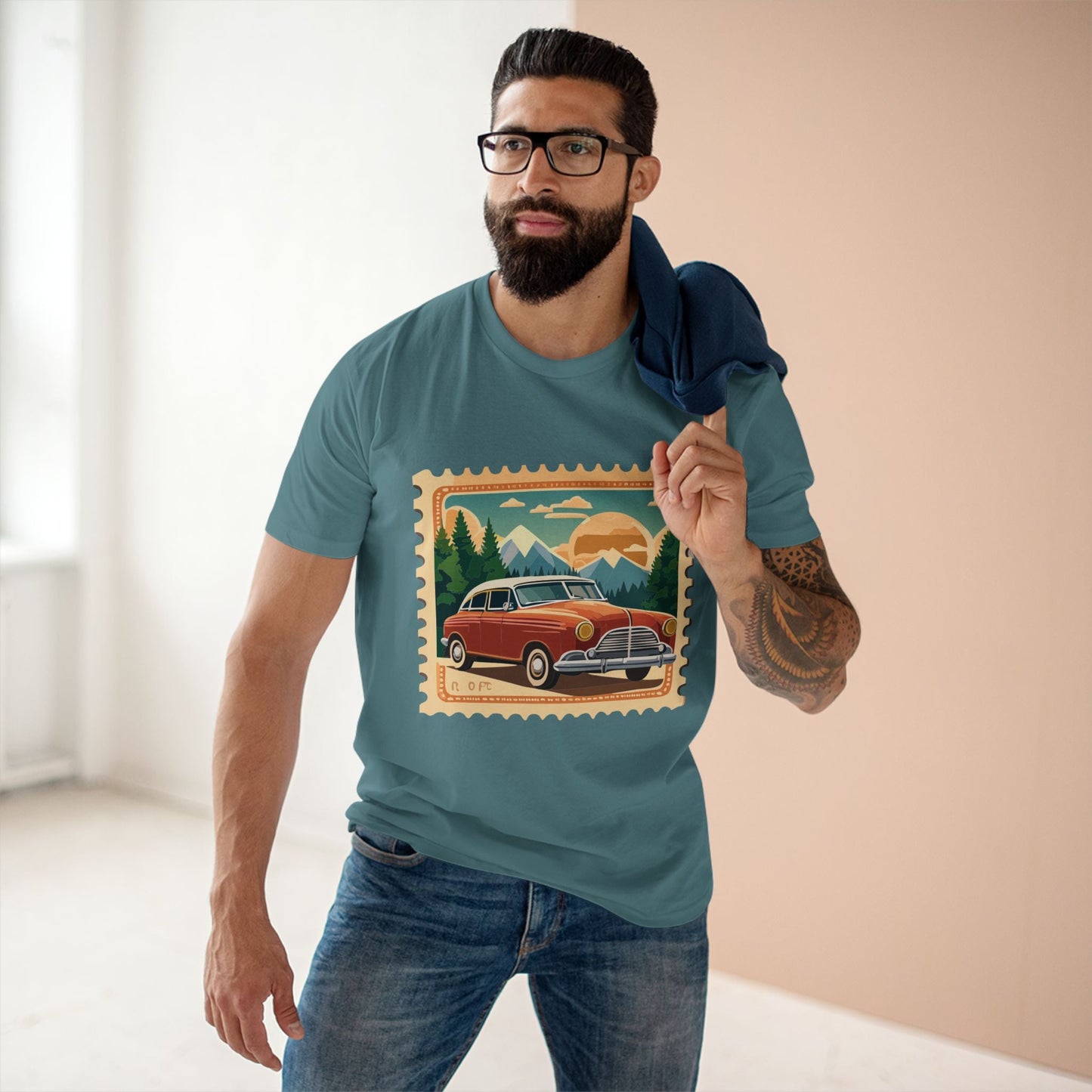 Postage Stamp Shirt Unisex Tee PS 28 Premium Cotton Original Art Design From Retro2Nova Collection