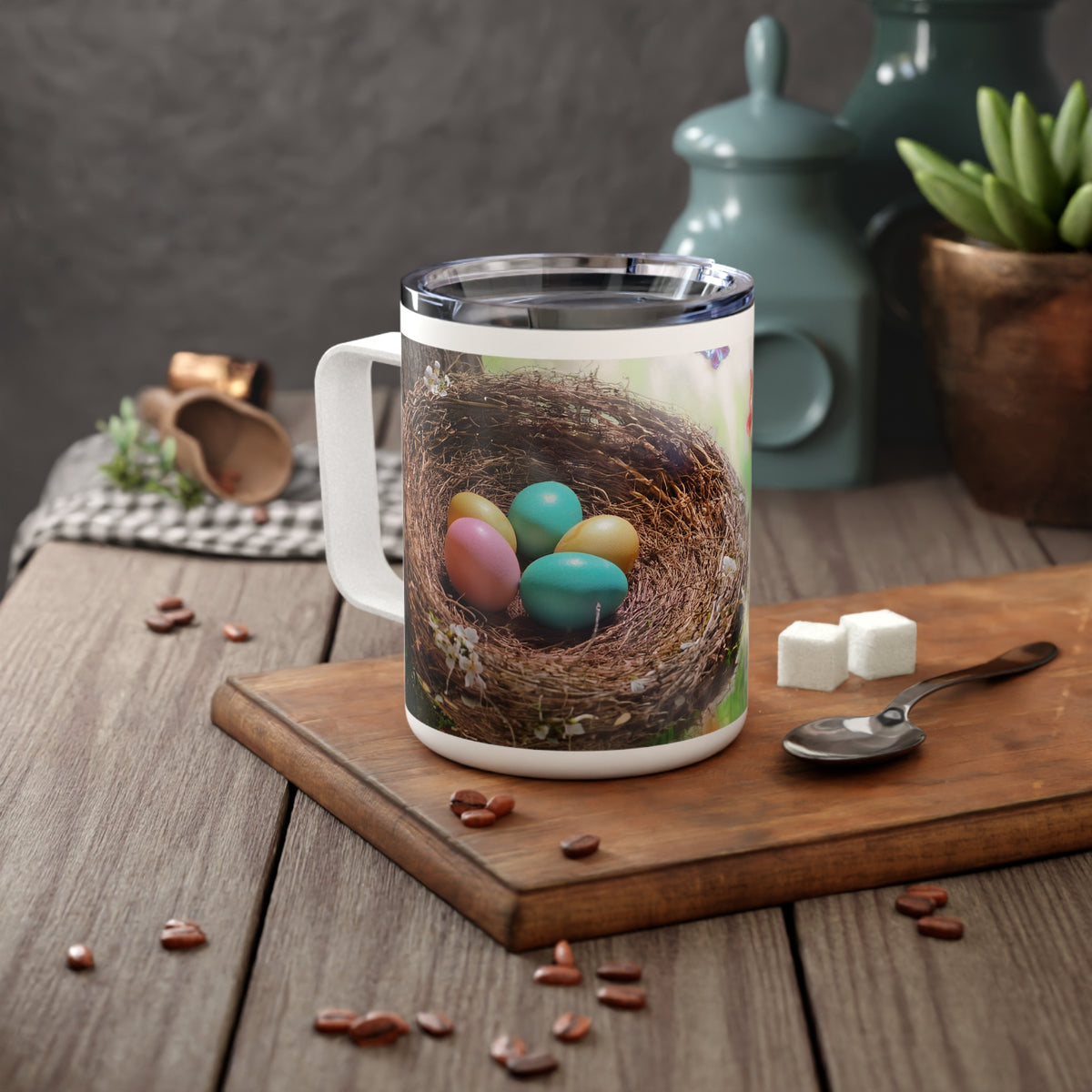 9 Art Design Insulated Coffee Mug Clear Lid 10oz Insulated Coffee Mug 10oz