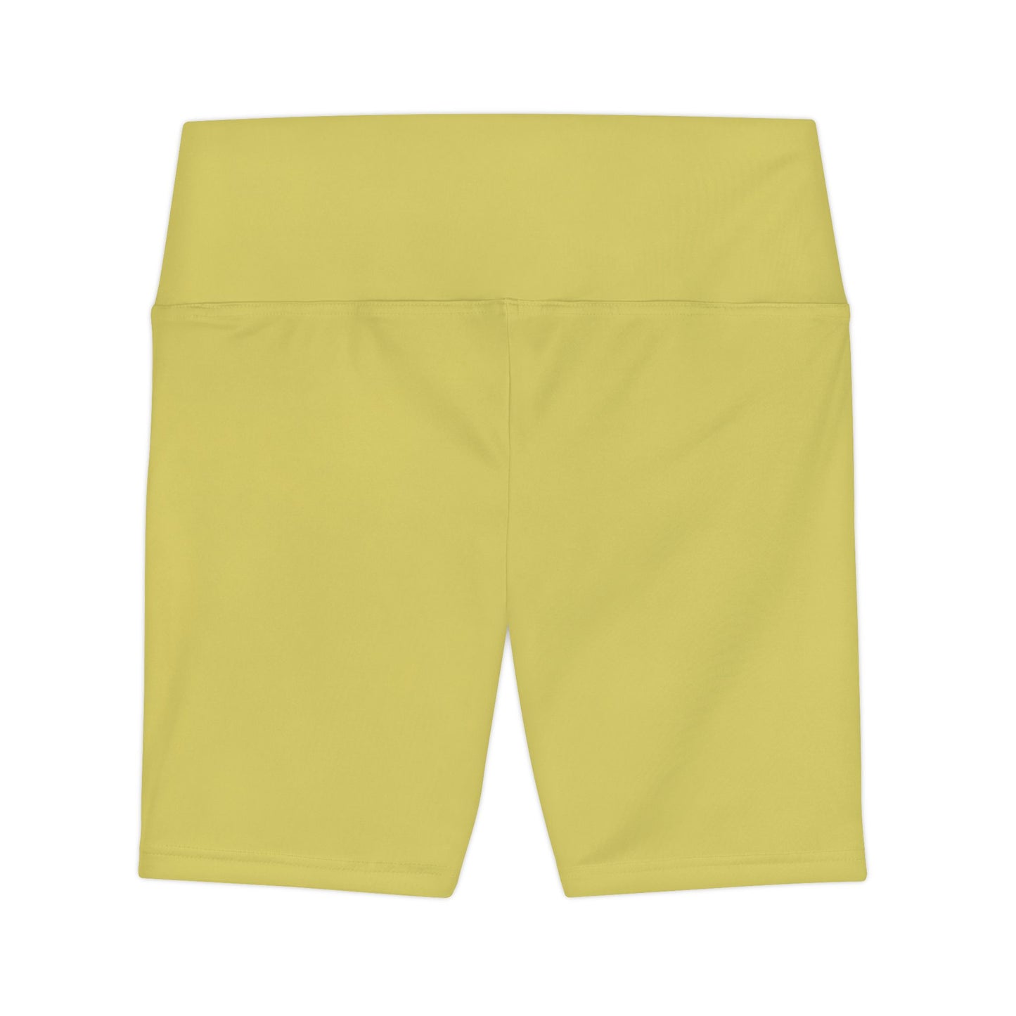 Golden Sand Yellow Workout Shorts — Women’s High-Waist Performance Biker Shorts (Solid Yellow)