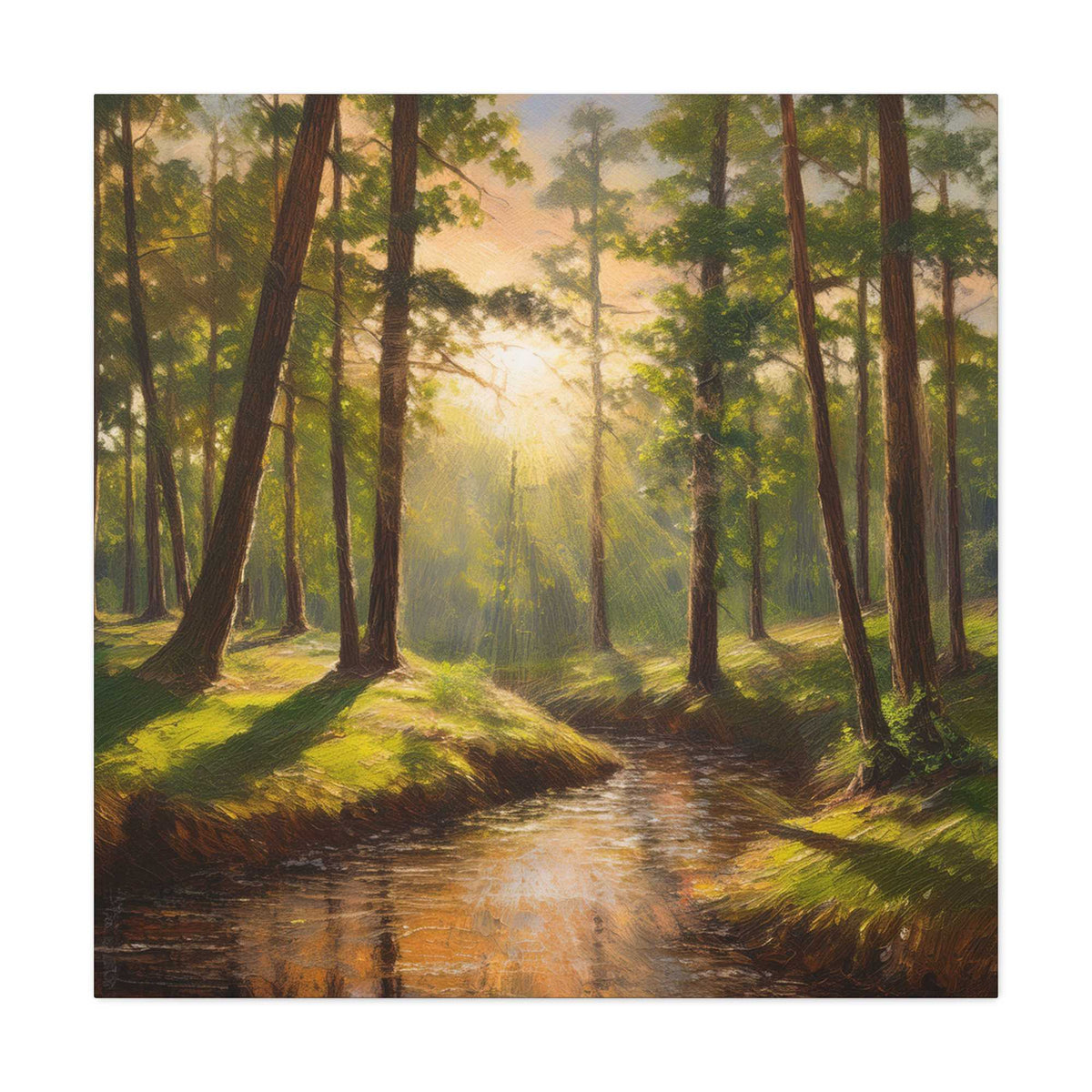 Forest Print Canvas, Trees Oil Paint Print 20x20, 24x24, 30x30, 32x32, 36x36 Art Design Print Pine-Wood Inner Frame MC-73