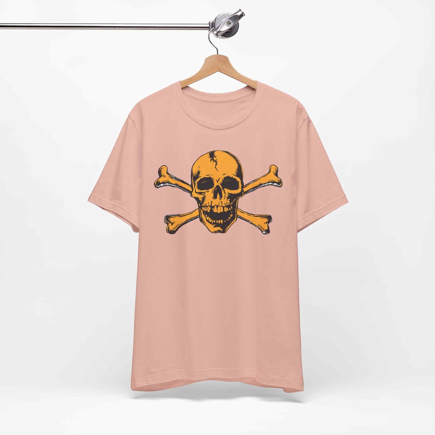 Unisex Cotton Short Sleeve T-Shirt with Skull Graphic Design