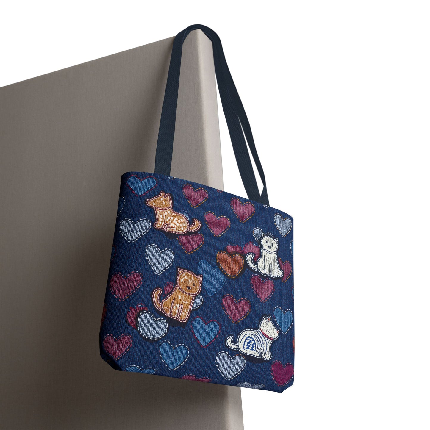 Love Day Graphic Design Denim Fabric Imitation Print Unisex Canvas Bag POLY 3 Sizes Tote Bag 201-3