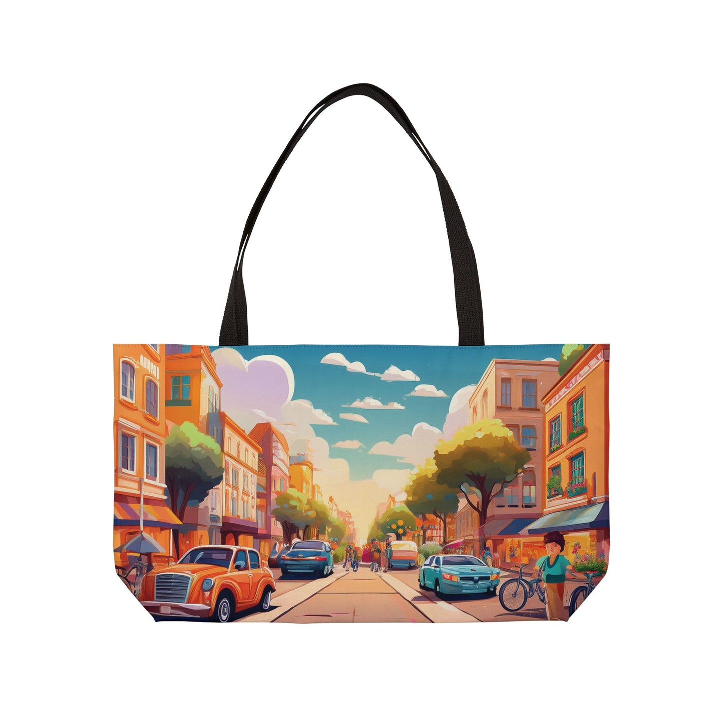 City Street Photo Print Big Bag 100% Spun Poly 24x13 Canvas Art Bag C-04