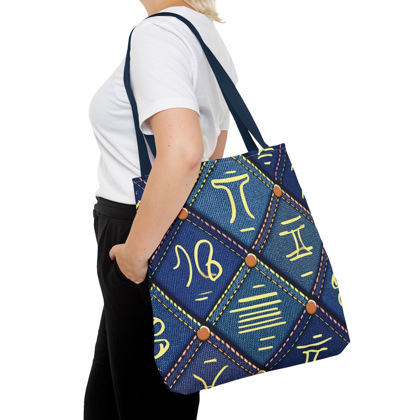 Denim Fabric Imitation Print Unisex Canvas Bag Poly Spun 3 Sizes Tote Bag 184-9