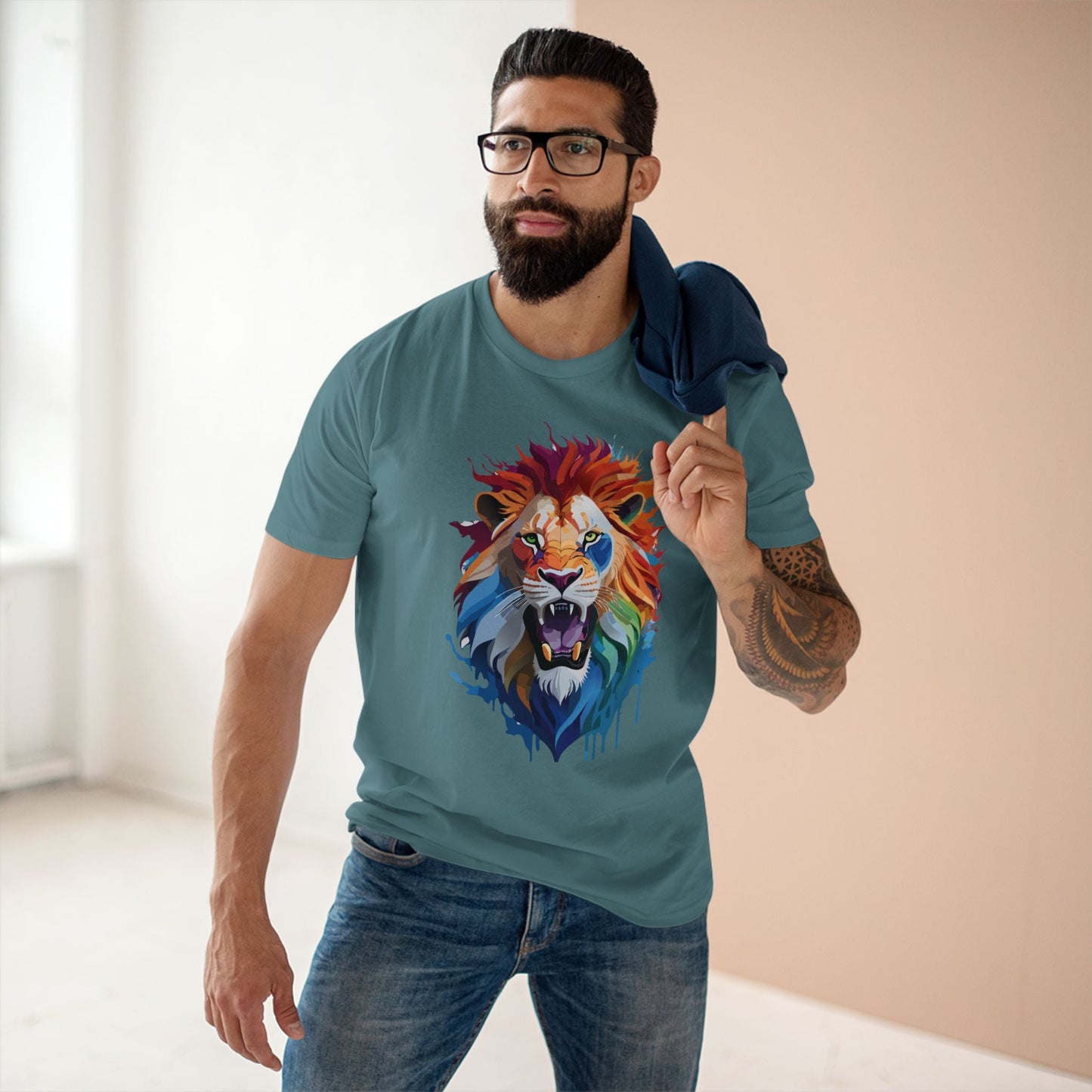 Lion Graphic Unisex 100 Cotton Staple Tee with Animal Design Artwork 30