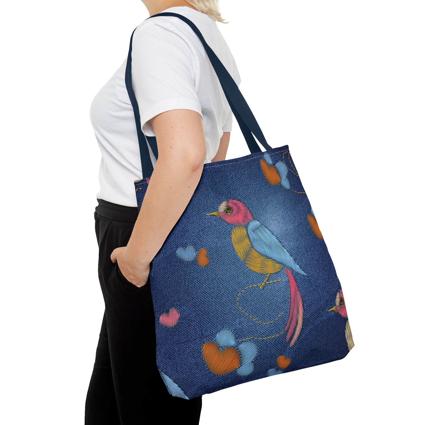 Denim Fabric Imitation Print Unisex Canvas Bag Poly Spun 3 Sizes Tote Bag 194-1