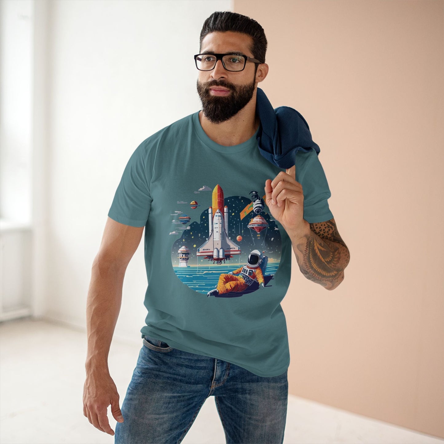 Cosmos Astronaut Shirt CS35 Unisex Premium Cotton Tee With Original Art Design Retro2Nova