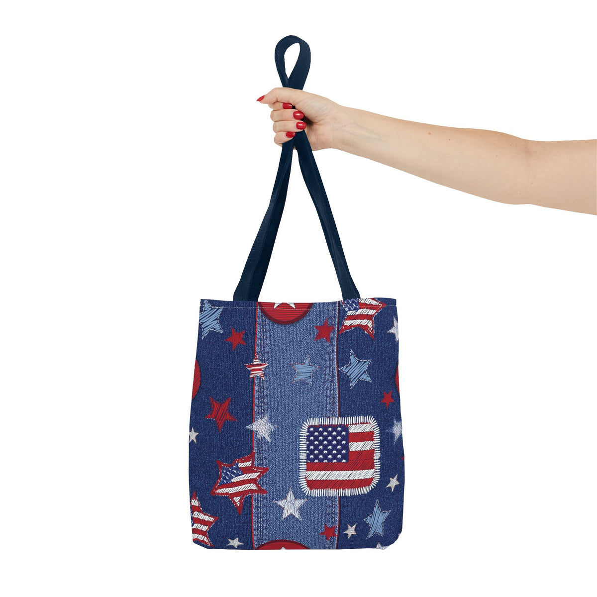 4th of July Graphic Denim Fabric Imitation Print Unisex Canvas Bag Poly Spun 3 Sizes Tote Bag 200-13