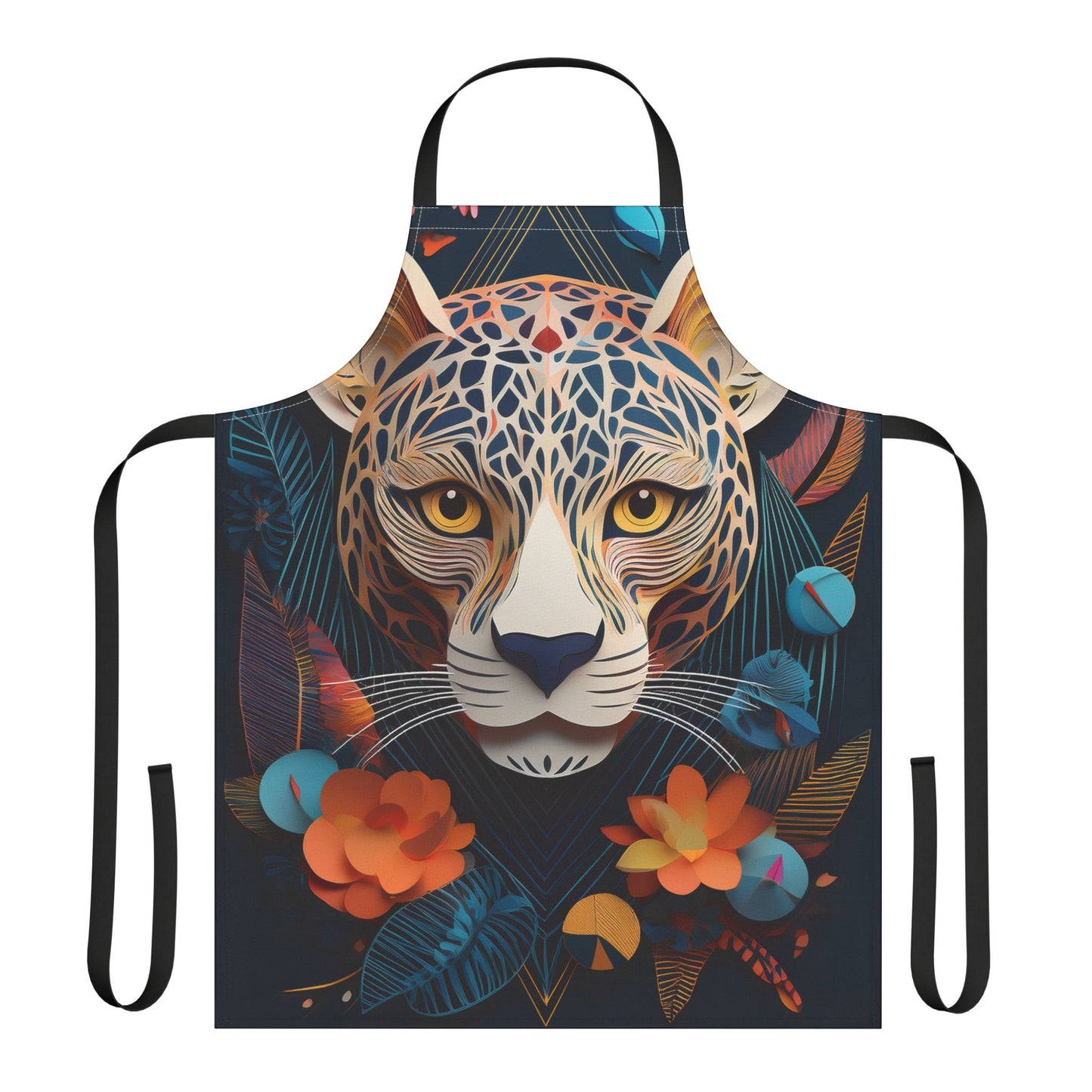 Leopard 100% Polyester Stain-resistant 31.5 x 25.6 Art Print Canvas Apron 1