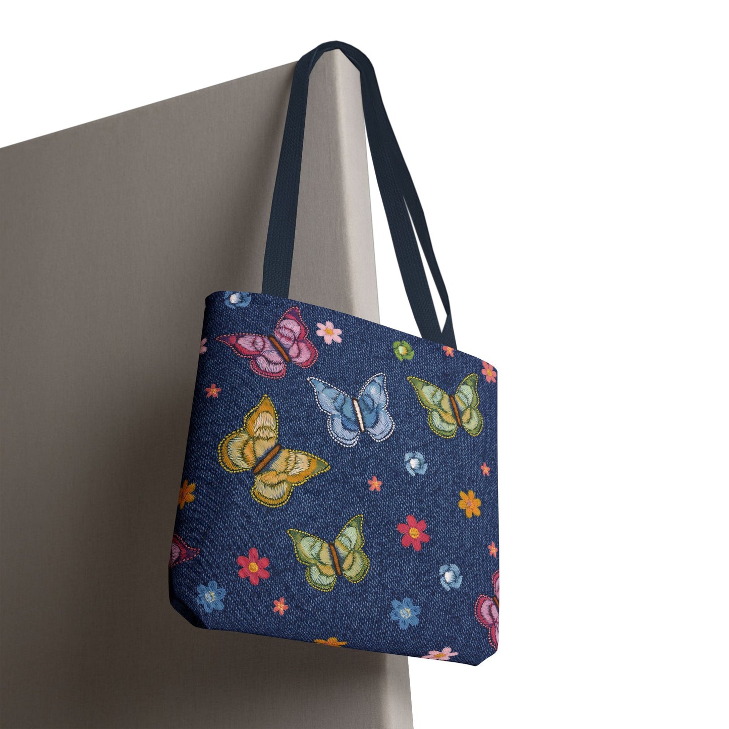 Denim Fabric Imitation Print Unisex Canvas Bag Poly Spun 3 Sizes Tote Bag 166
