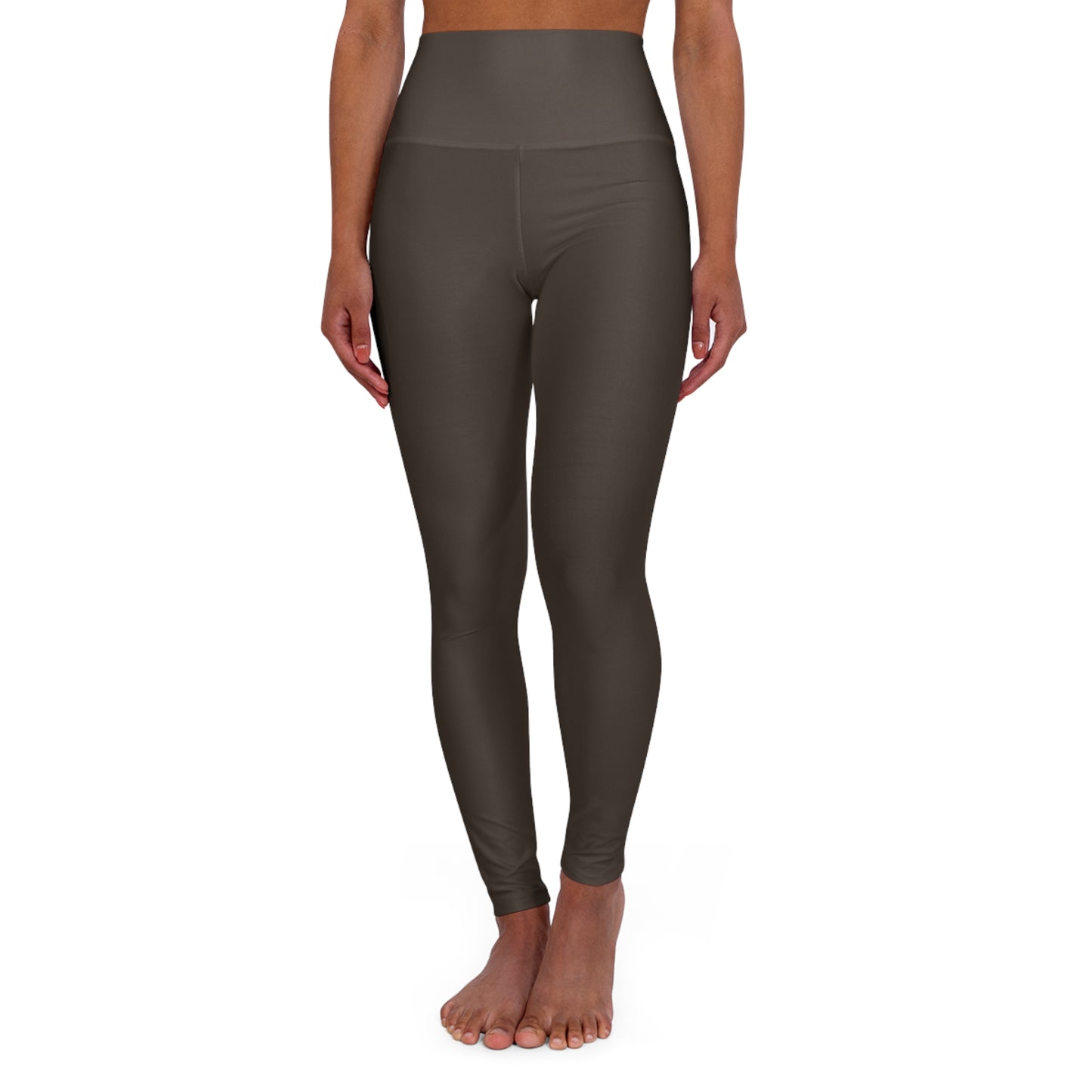 High-Waist Taupe Yoga Leggings Dark Olive Women's Seamless Poly-Span Athletic Performance Tights