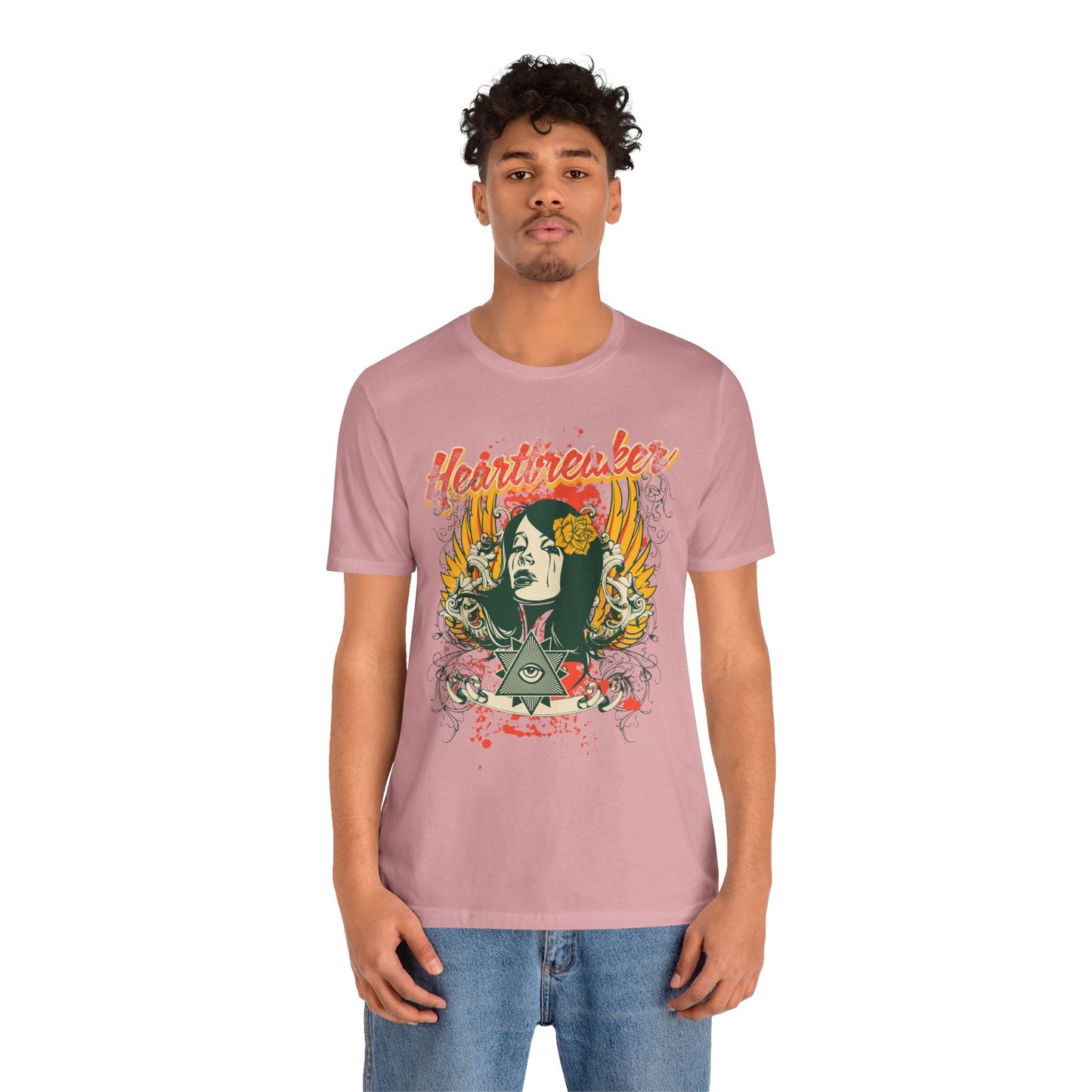 Heartbreaker Illustration Tee Retro Femme Portrait Floral Skull Graphic T-Shirt