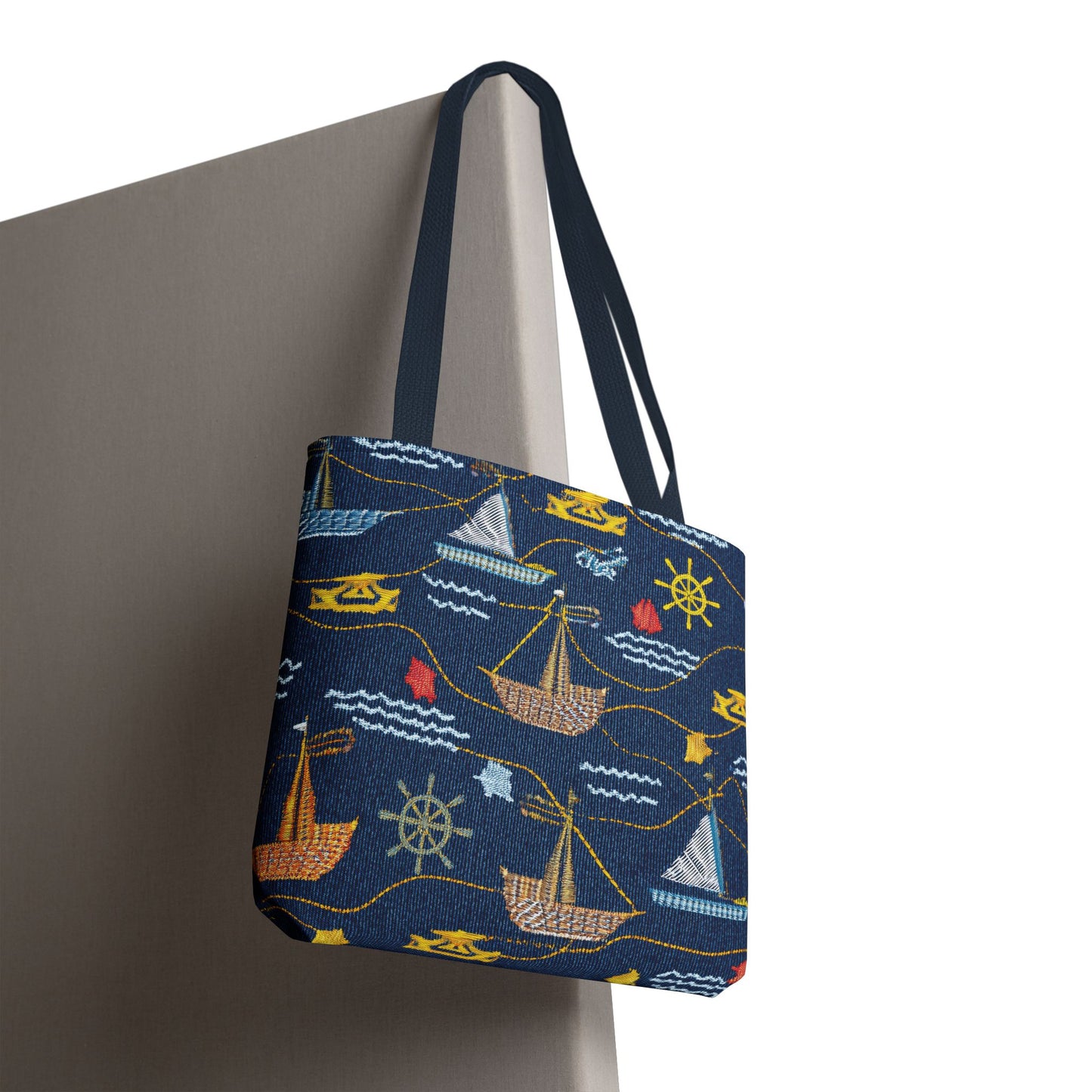 Denim Fabric Imitation Print Unisex Canvas Bag Poly Spun 3 Sizes Tote Bag 182-13