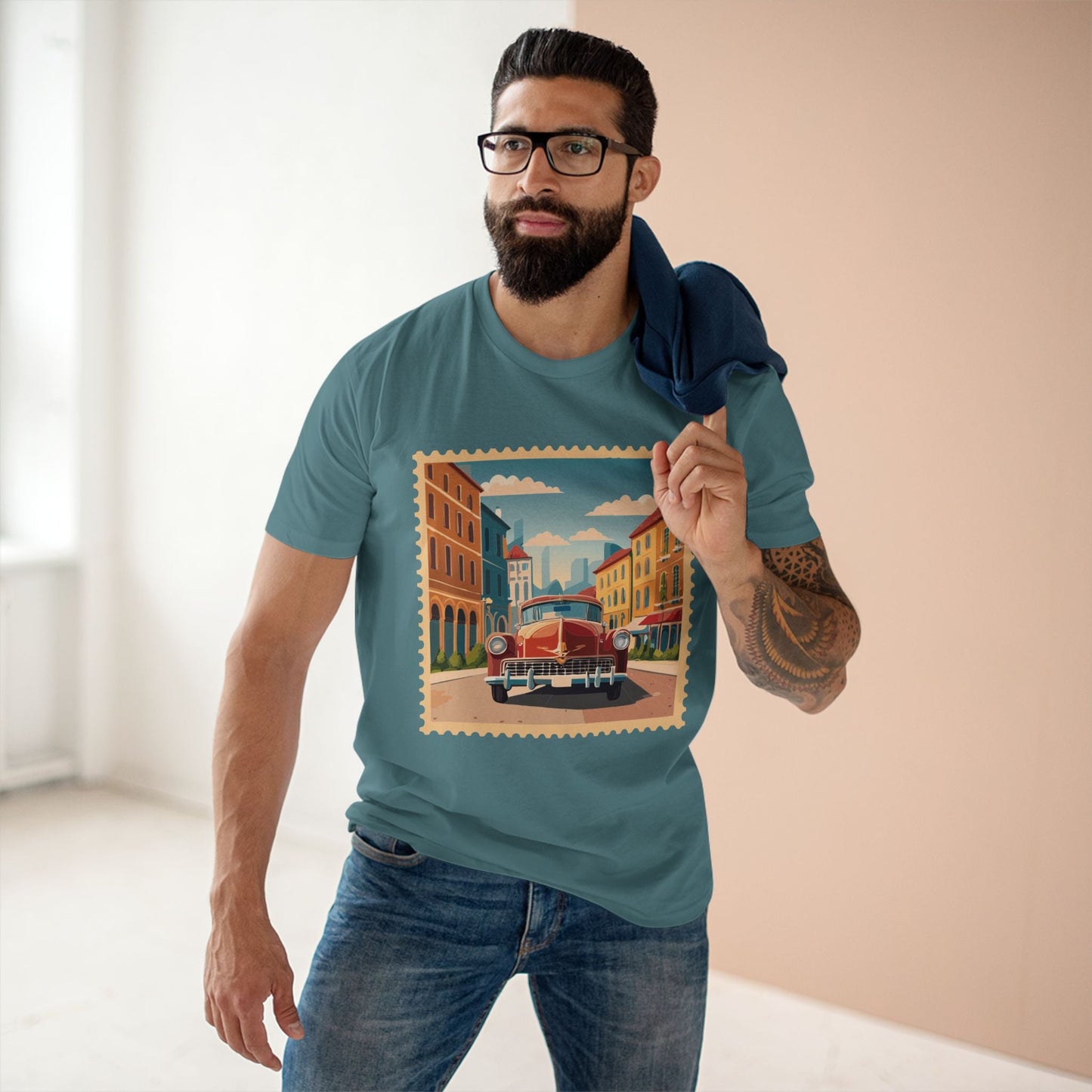 Postage Stamp Shirt Unisex Tee Original Art By Retro2Nova Premium Cotton Staple Tee