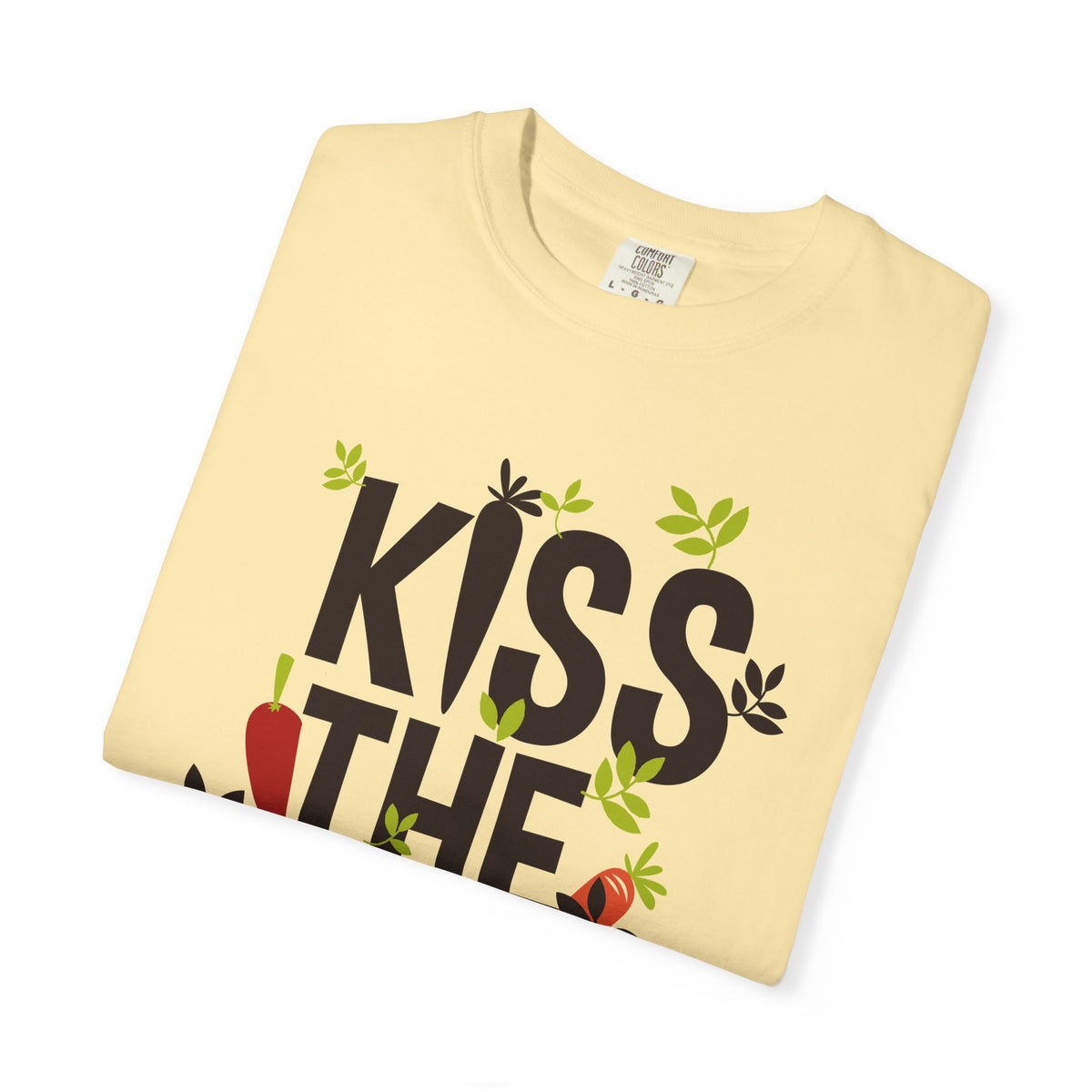Kiss The Cook Chef Kitchen Cooking Graphic Unisex Comfort Colors Garment-Dyed Heavyweight 100 Cotton Art Design T-Shirt w6
