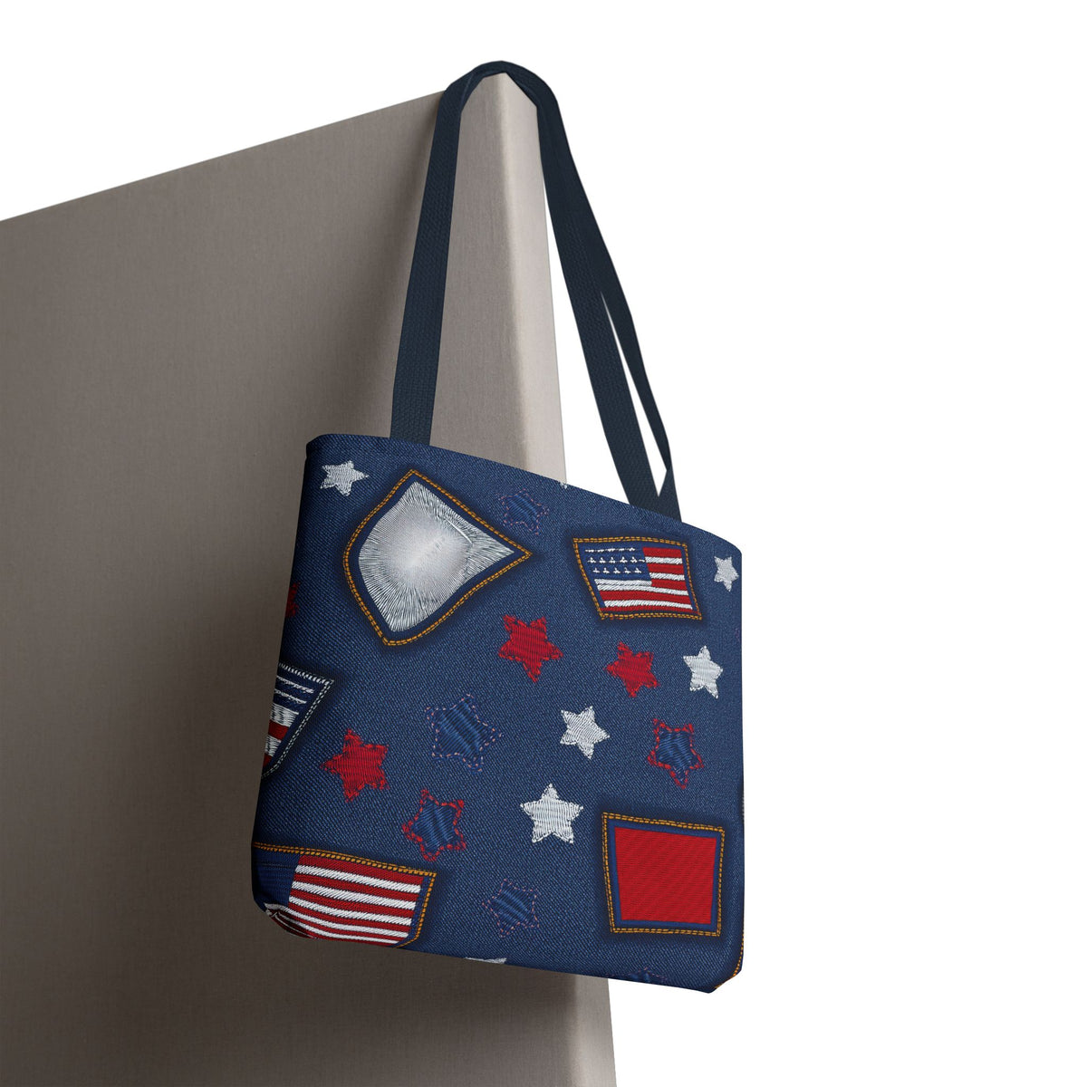 4th of July Graphic Denim Fabric Imitation Print Unisex Canvas Bag Poly Spun 3 Sizes Tote Bag 200-8