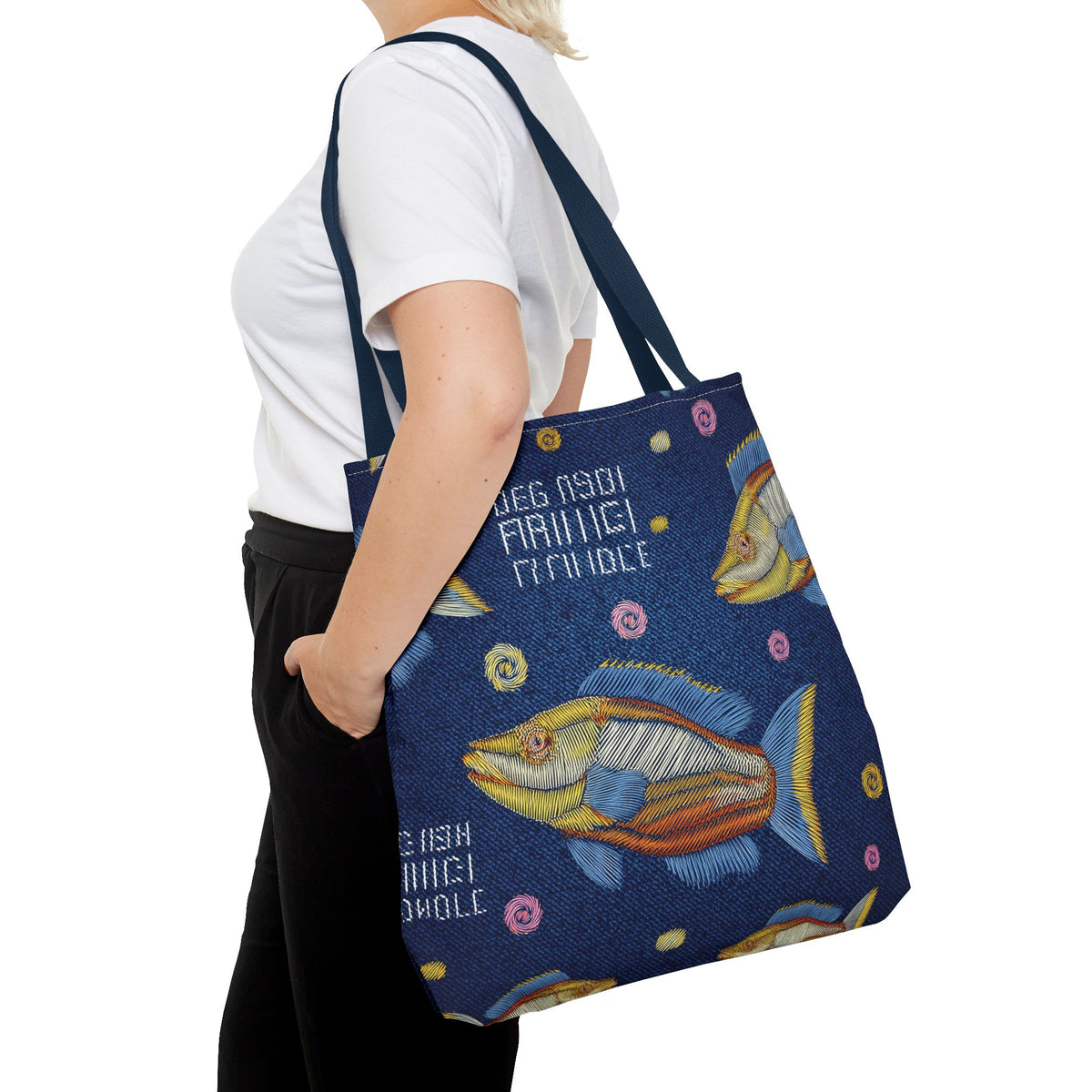 Denim Fabric Imitation Print Unisex Canvas Bag Poly Spun 3 Sizes Tote Bag 193-5