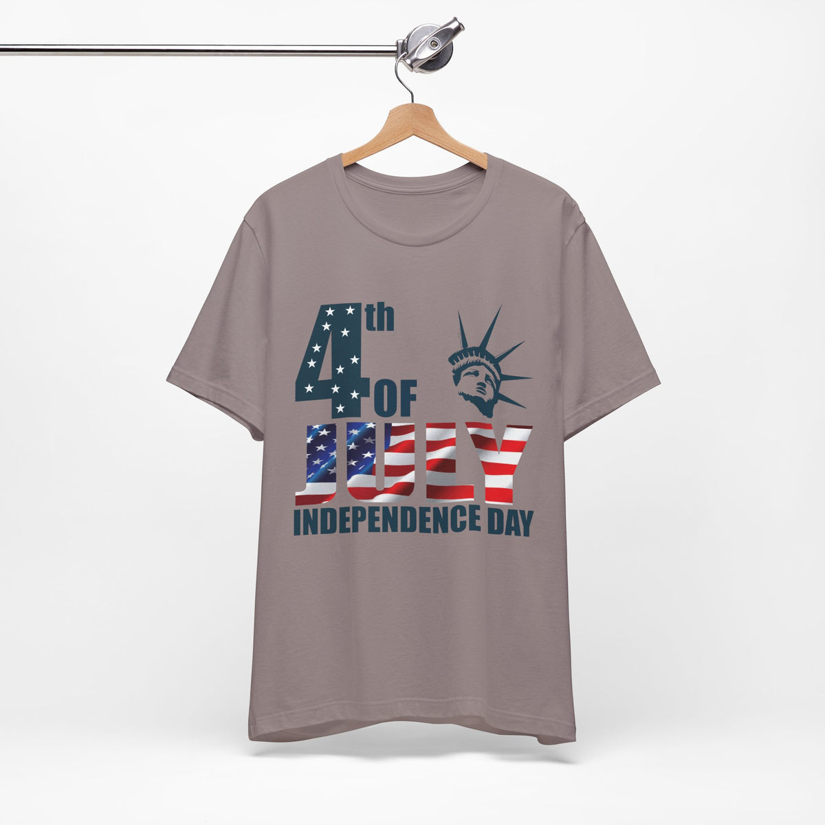 4th of July Independence Day T-Shirt American Flag Statue of Liberty Design Unisex Cotton 026
