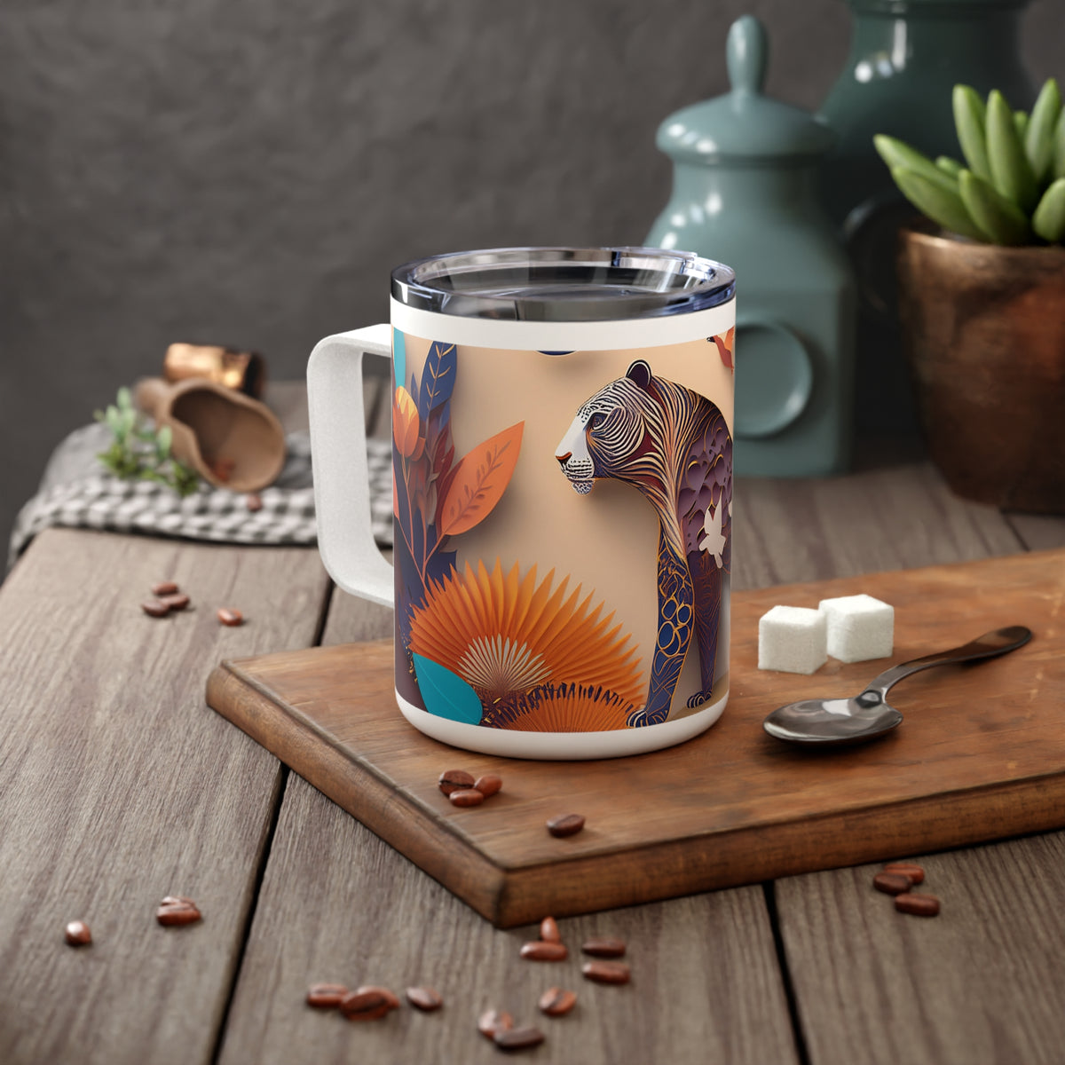 36 Art Design Insulated Coffee Mug Clear Lid 10oz Insulated Coffee Mug 10oz
