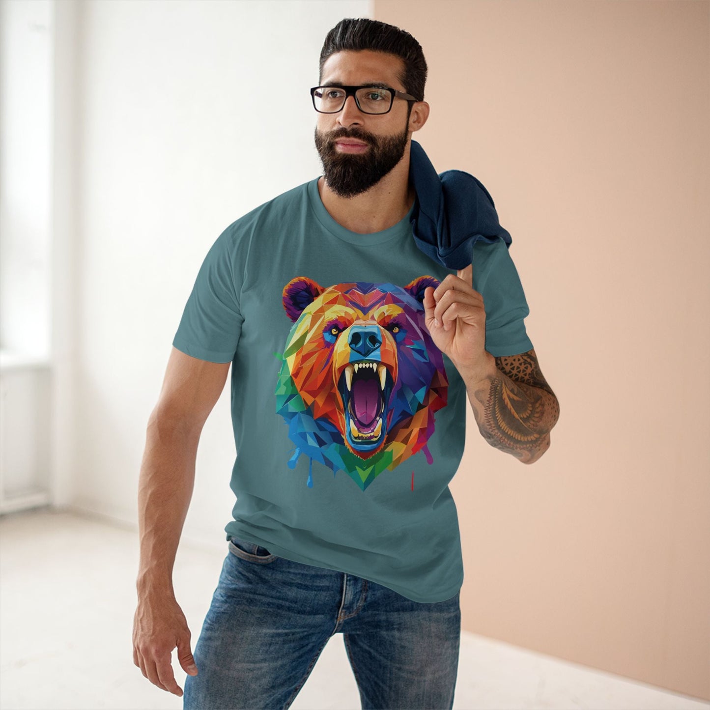 Bear Graphic Unisex 100 Cotton Staple Tee with Animal Design Artwork 20