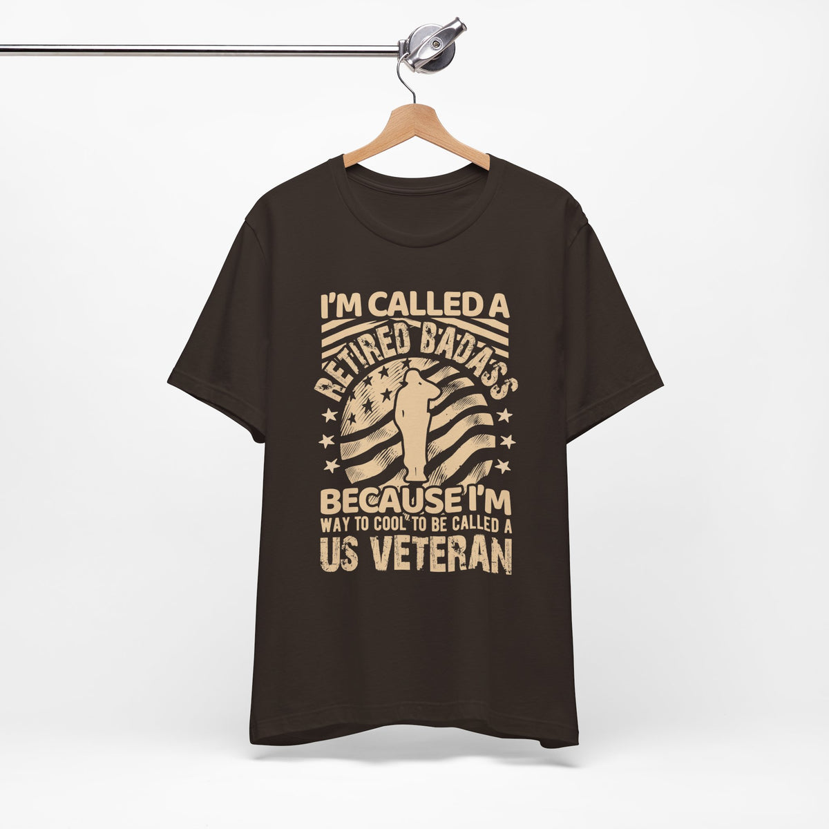 Retired Badass US Veteran T-Shirt Veteran Flag Silhouette Unisex Cotton Tee v12