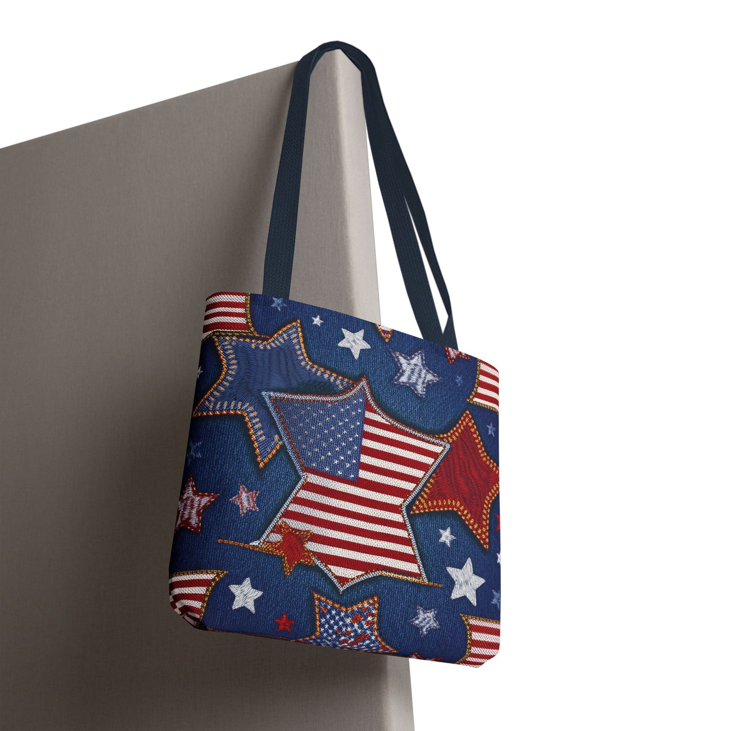 4th of July Graphic Denim Fabric Imitation Print Unisex Canvas Bag Poly Spun 3 Sizes Tote Bag 200-5