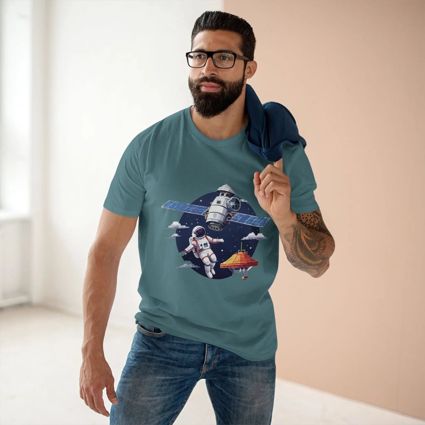 Cosmos Astronaut Shirt Unisex Premium Cotton Tee With Original Retro2Nova Art Design