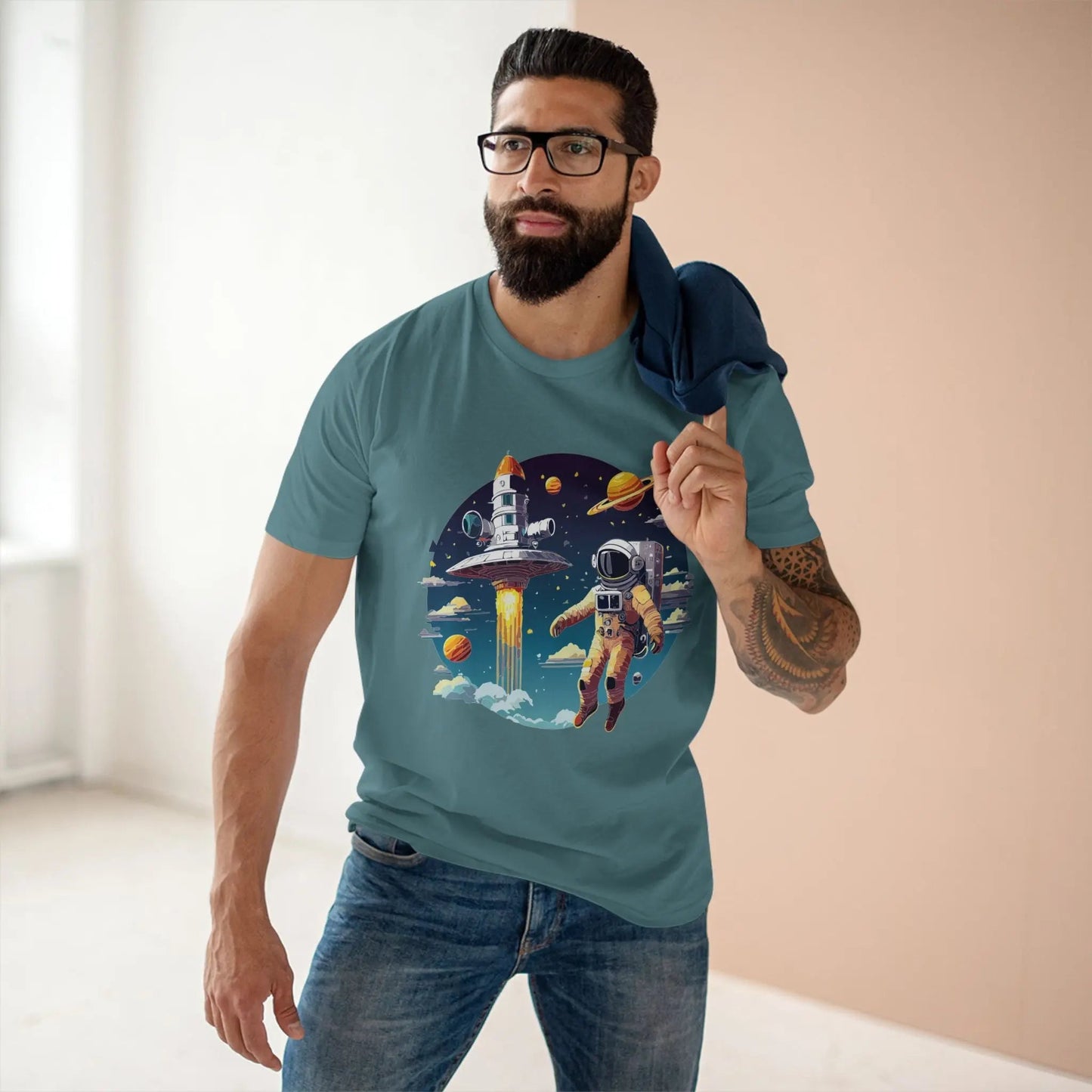 Cosmos Astronaut Shirt CS-27 Unisex Premium Cotton Tee With Original Art Design Collection