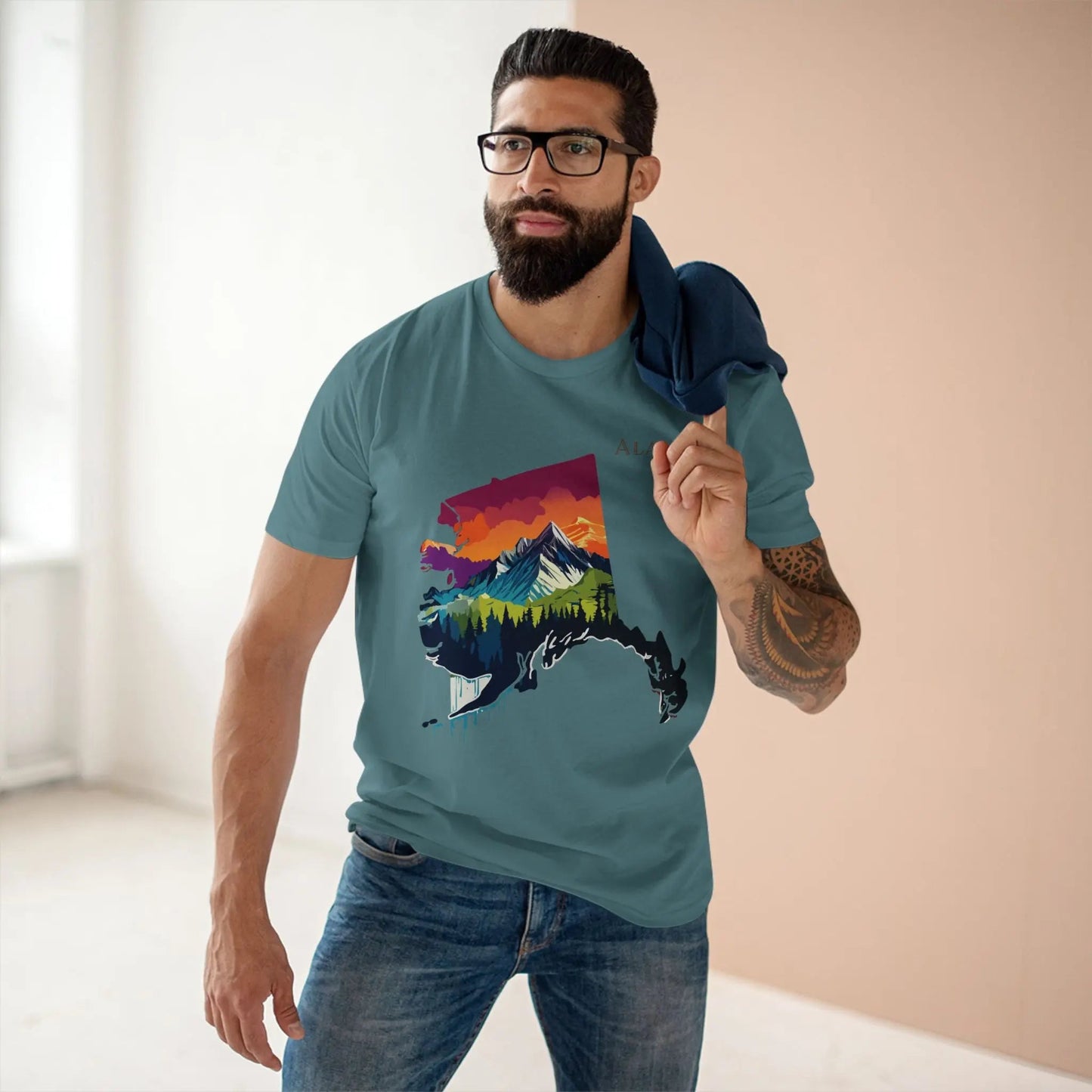 Alaska State Shirt Unisex Premium Cotton Tee Original Art Design Retro2Nova Art Collection