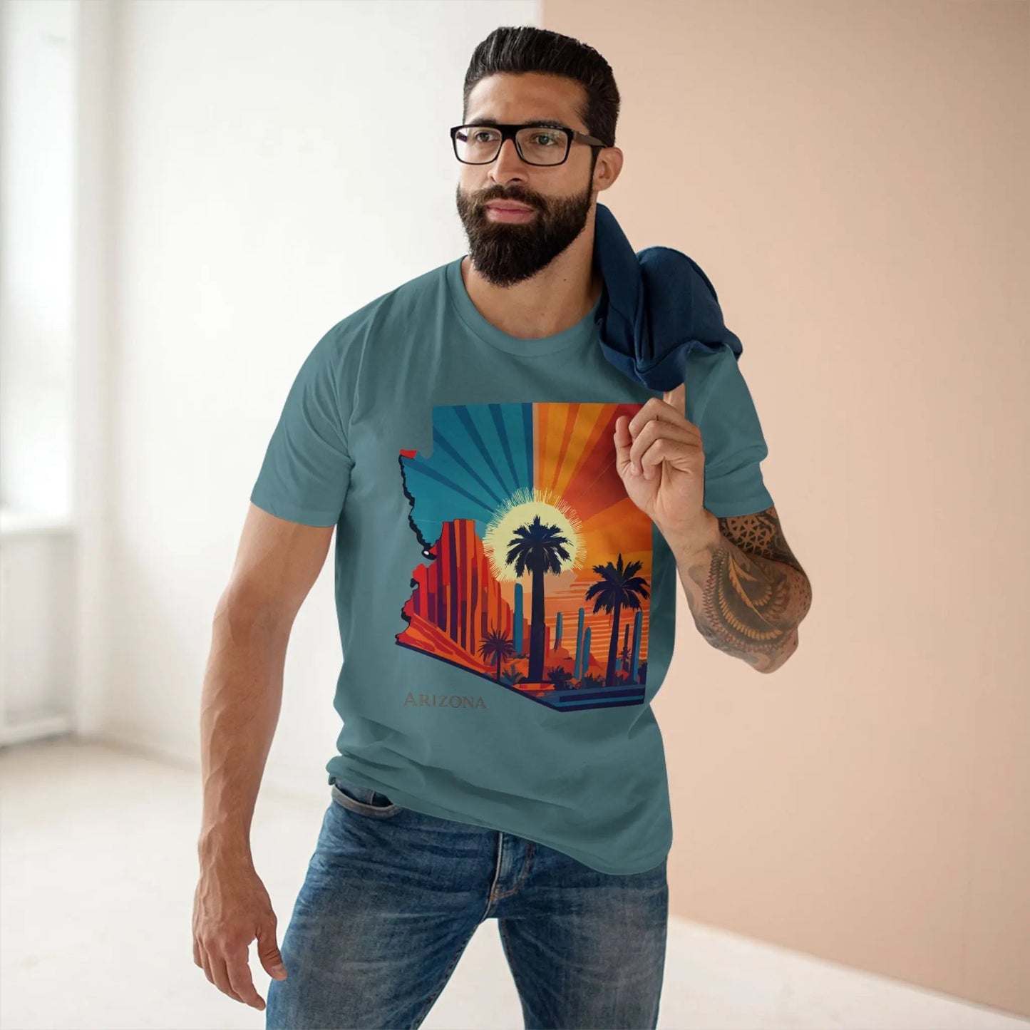 Arizona State Shirt Unisex Premium Cotton Tee With Original Art Design Retro2Nova Regular Fit